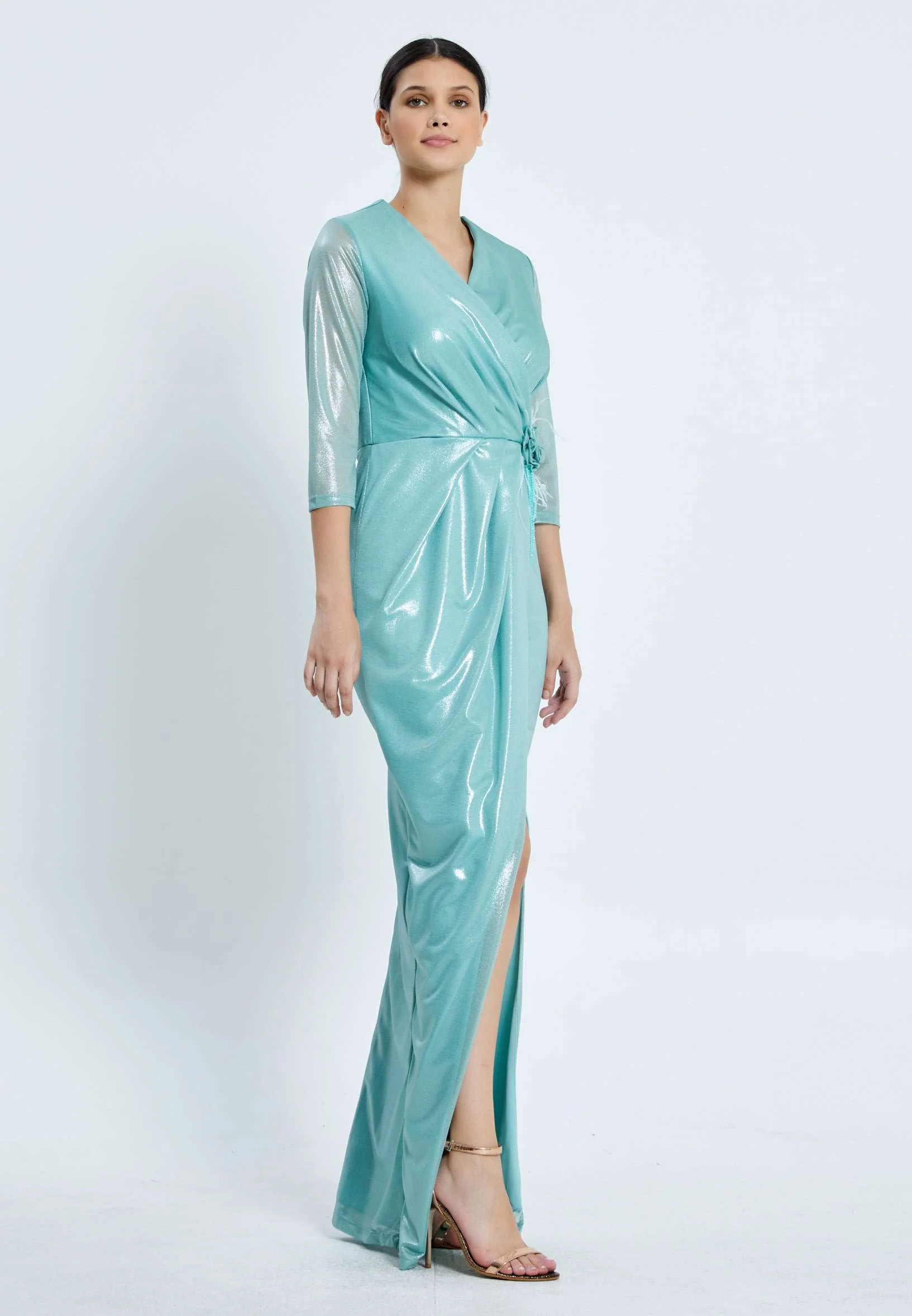 Mid-Length Maxi Chiffon Bodycon Regular Wedding Guest Dress pnl7040 - Image 19