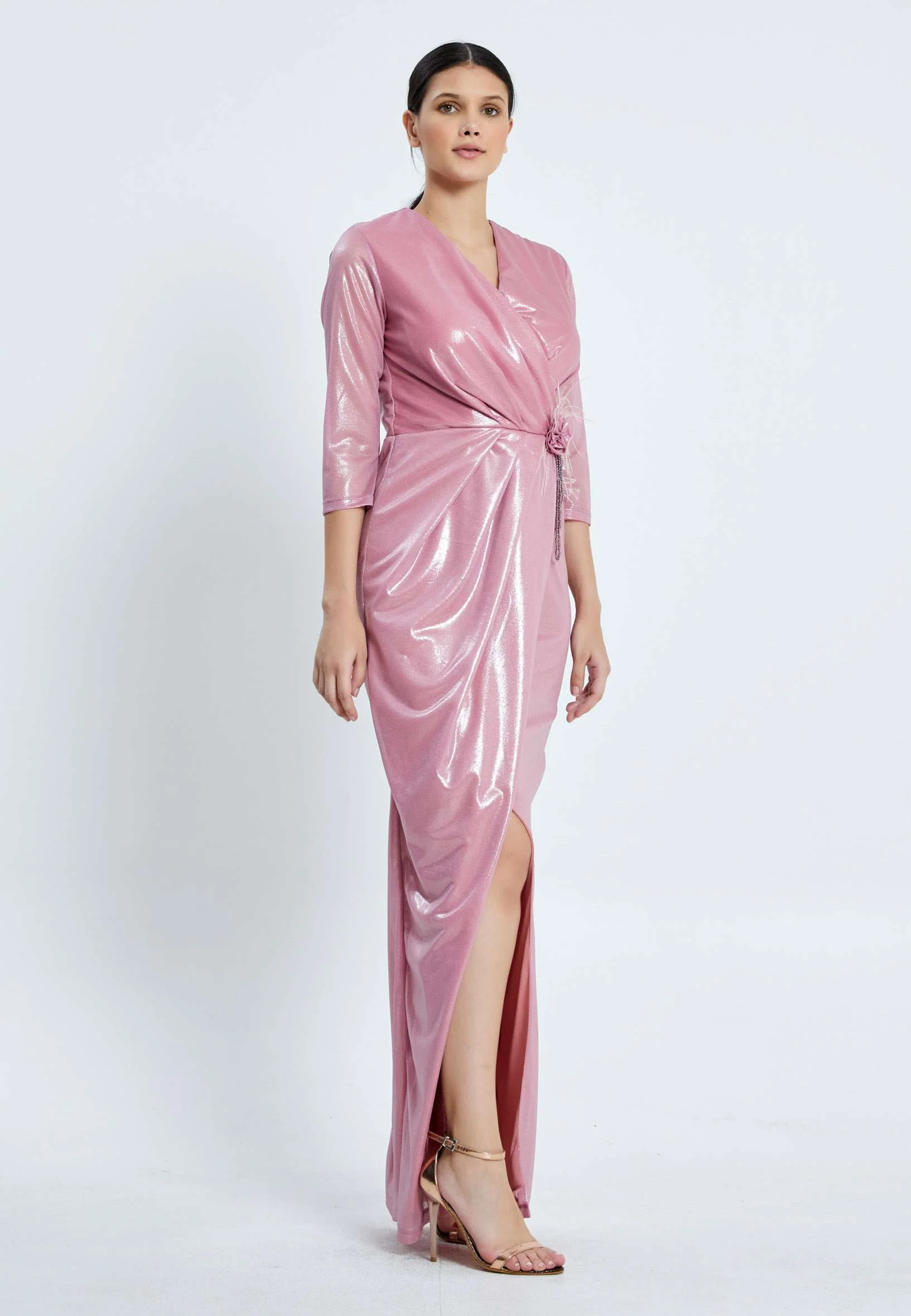 Mid-Length Maxi Chiffon Bodycon Regular Wedding Guest Dress pnl7040 - Image 23