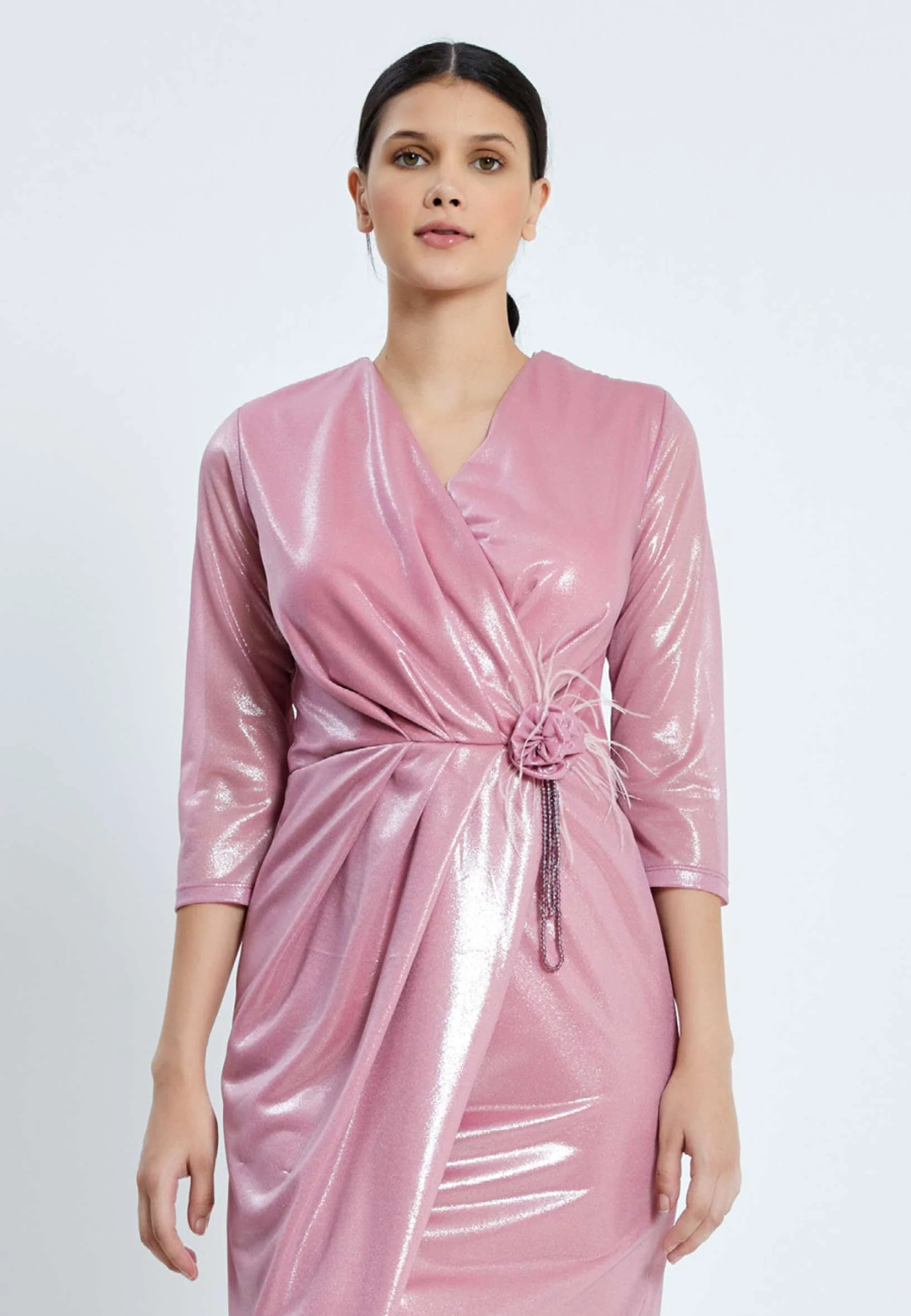 Mid-Length Maxi Chiffon Bodycon Regular Wedding Guest Dress pnl7040 - Image 24