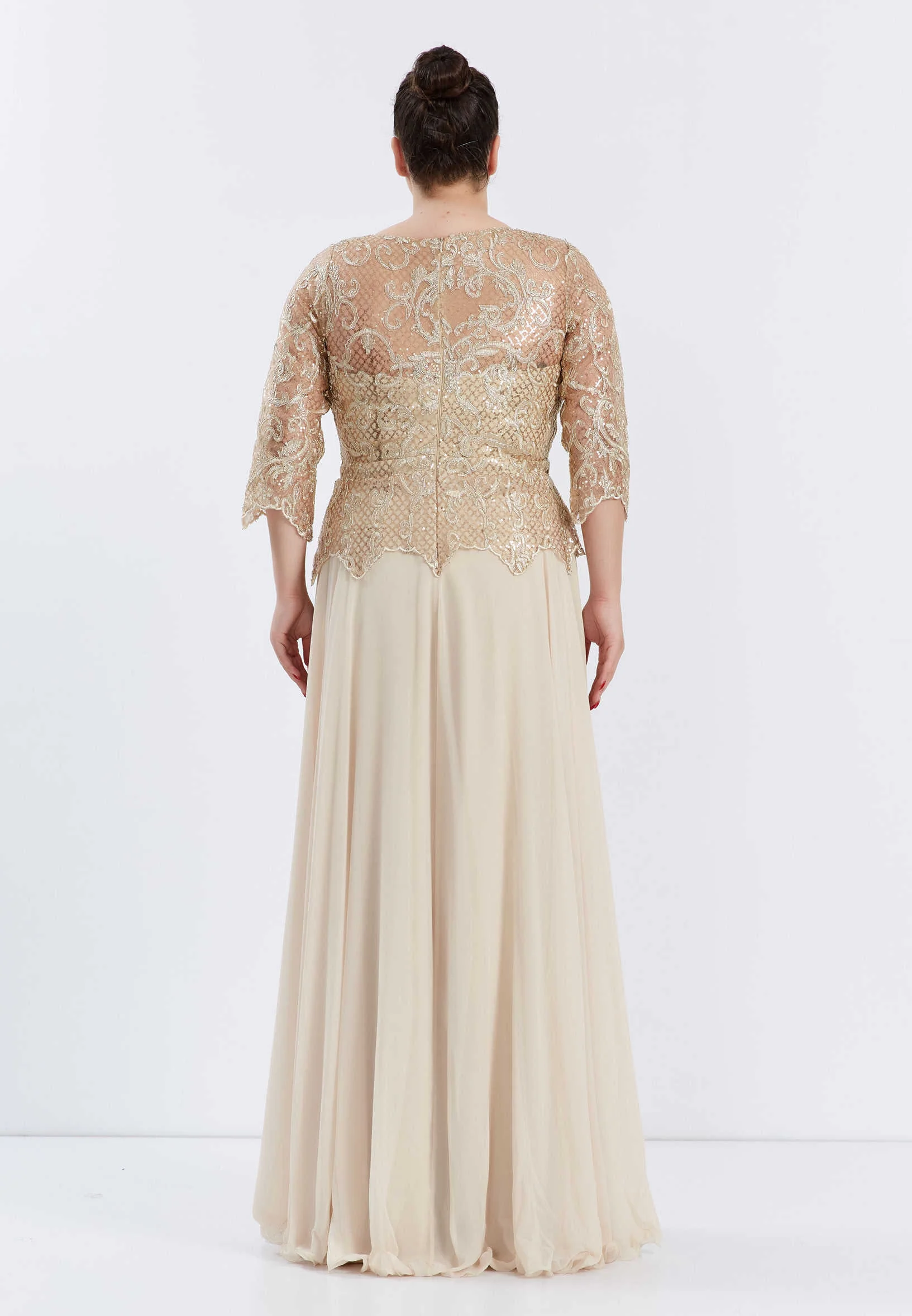 Mid-Length Maxi Chiffon Column Plus Size Prom Dress frc00632-b - Image 2