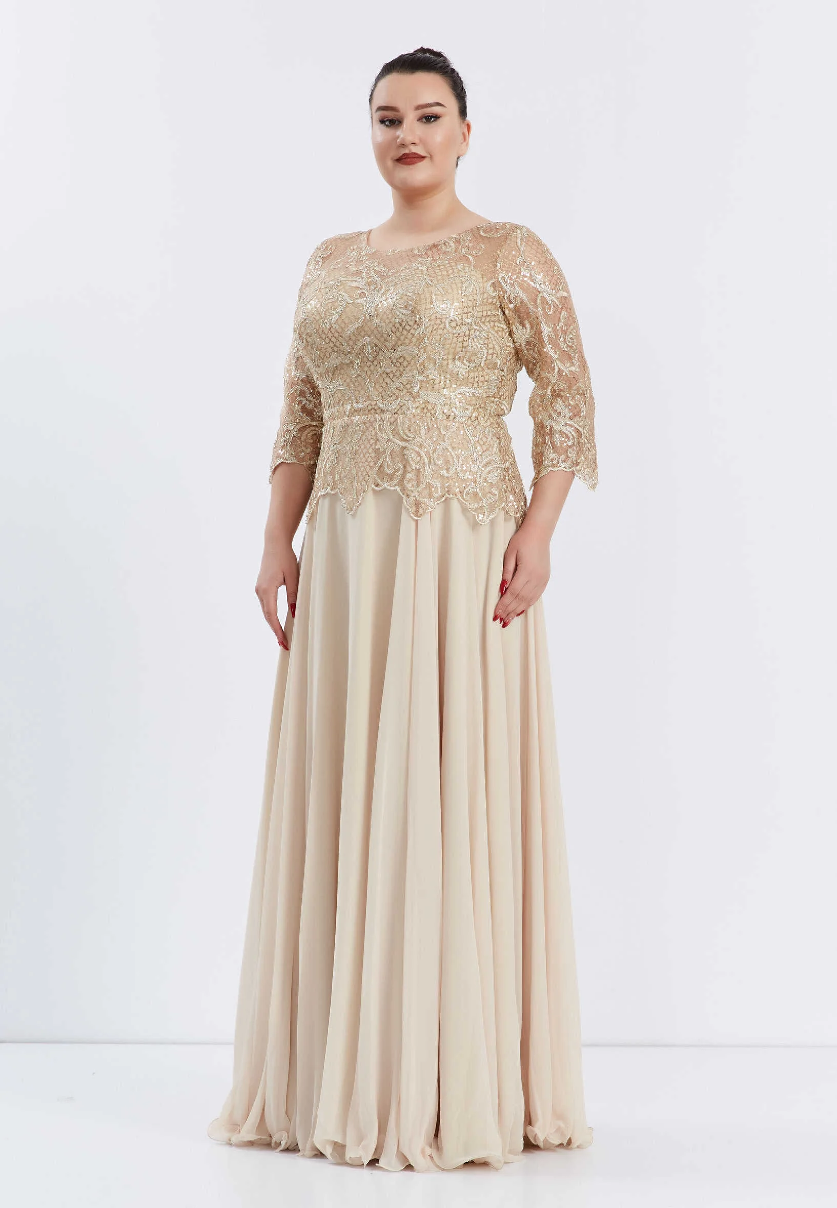 Mid-Length Maxi Chiffon Column Plus Size Prom Dress frc00632-b - Image 3