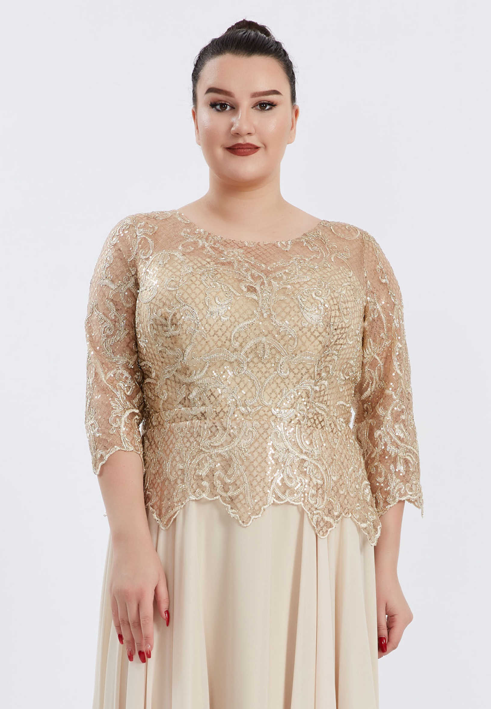 Mid-Length Maxi Chiffon Column Plus Size Prom Dress frc00632-b - Image 4