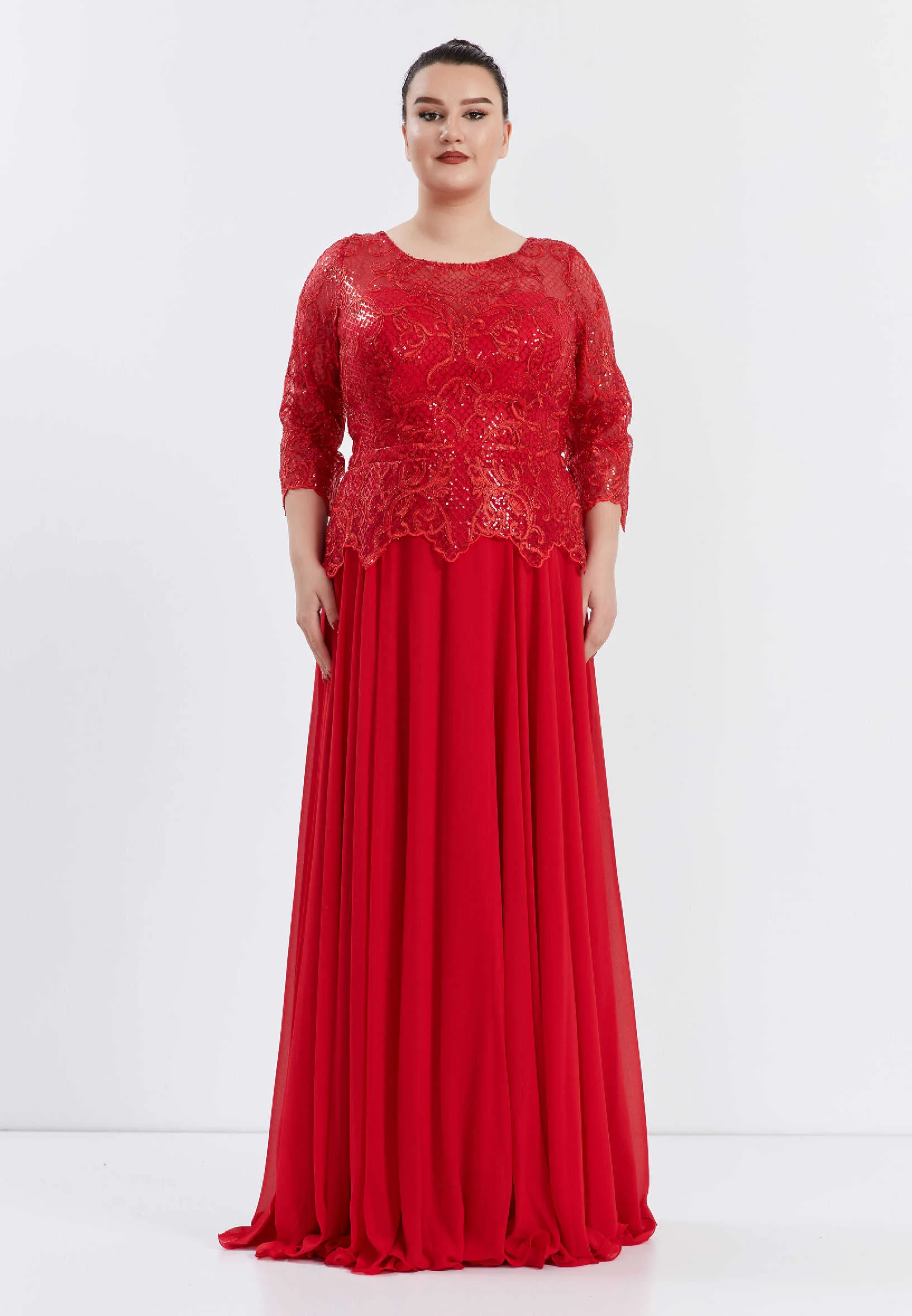 Mid-Length Maxi Chiffon Column Plus Size Prom Dress frc00632-b - Image 5
