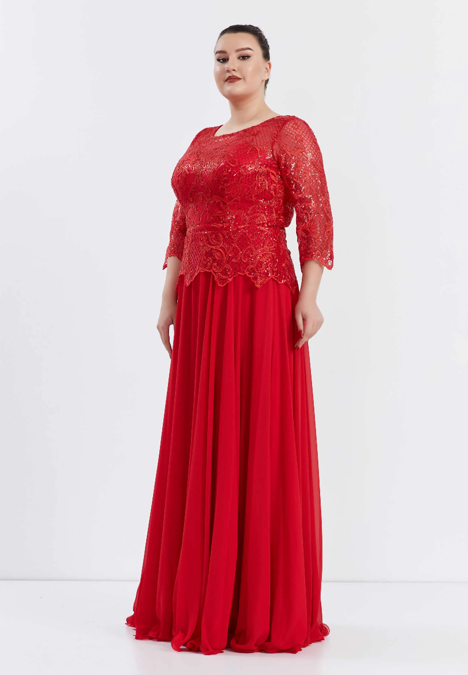 Mid-Length Maxi Chiffon Column Plus Size Prom Dress frc00632-b - Image 7