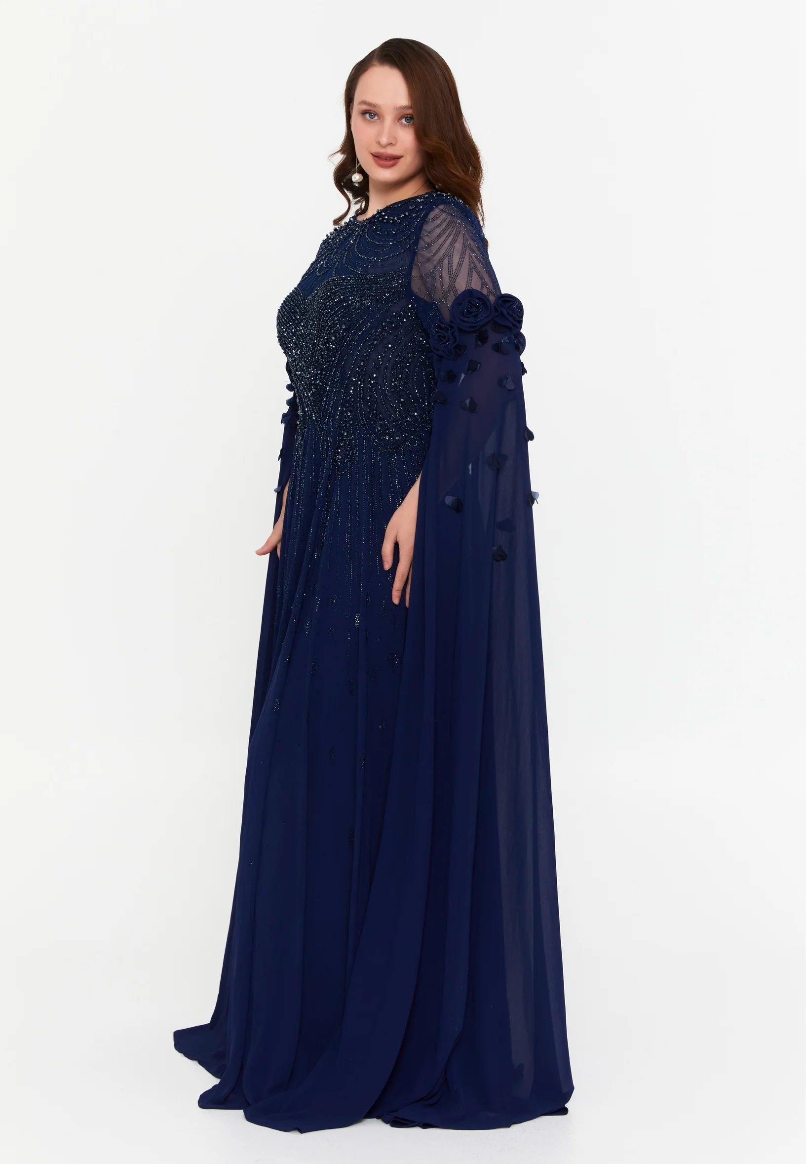 Mid-Length Maxi Chiffon Column Plus Size Wedding Guest Dress mti030117 - Image 11