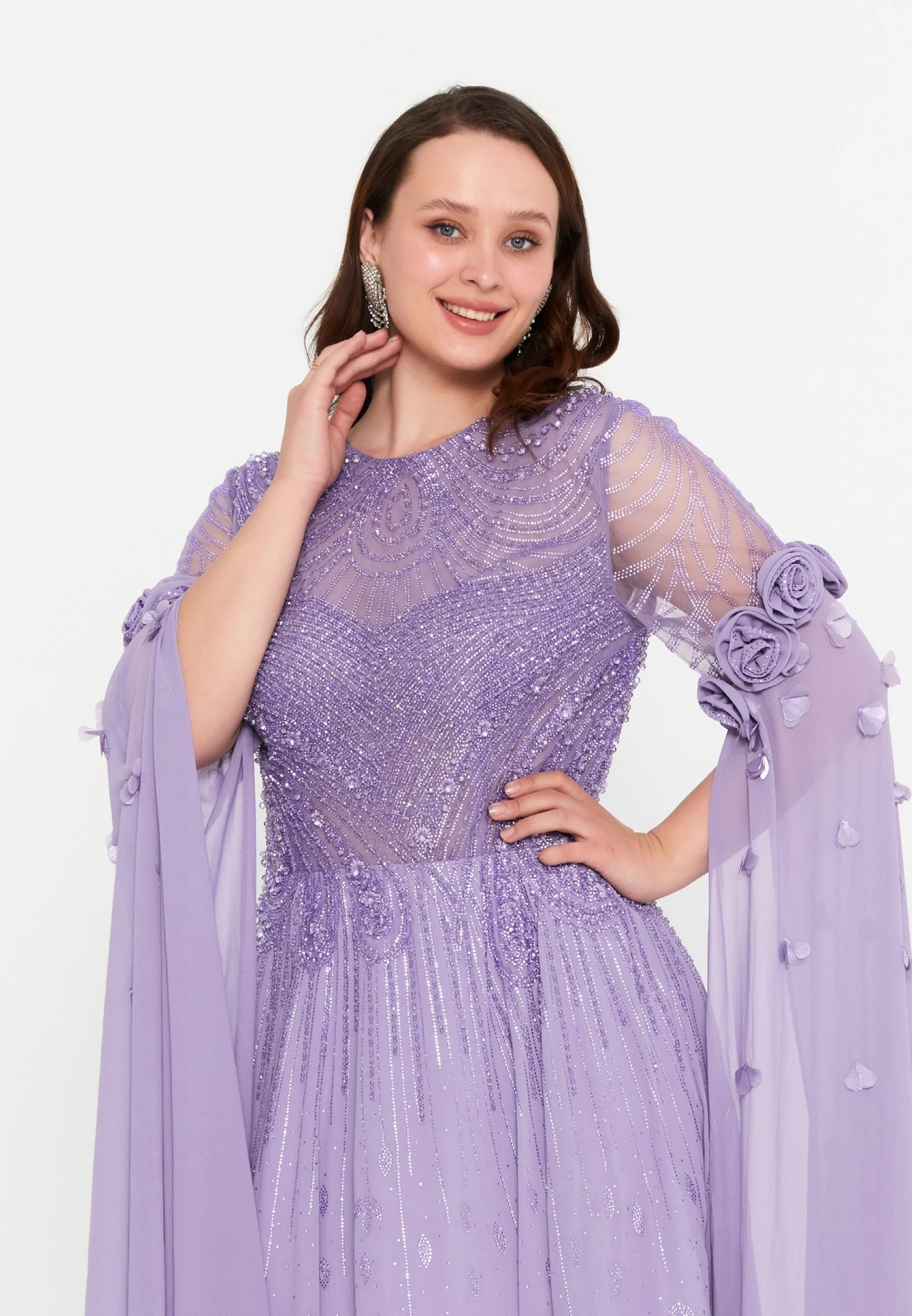 Mid-Length Maxi Chiffon Column Plus Size Wedding Guest Dress mti030117 - Image 8
