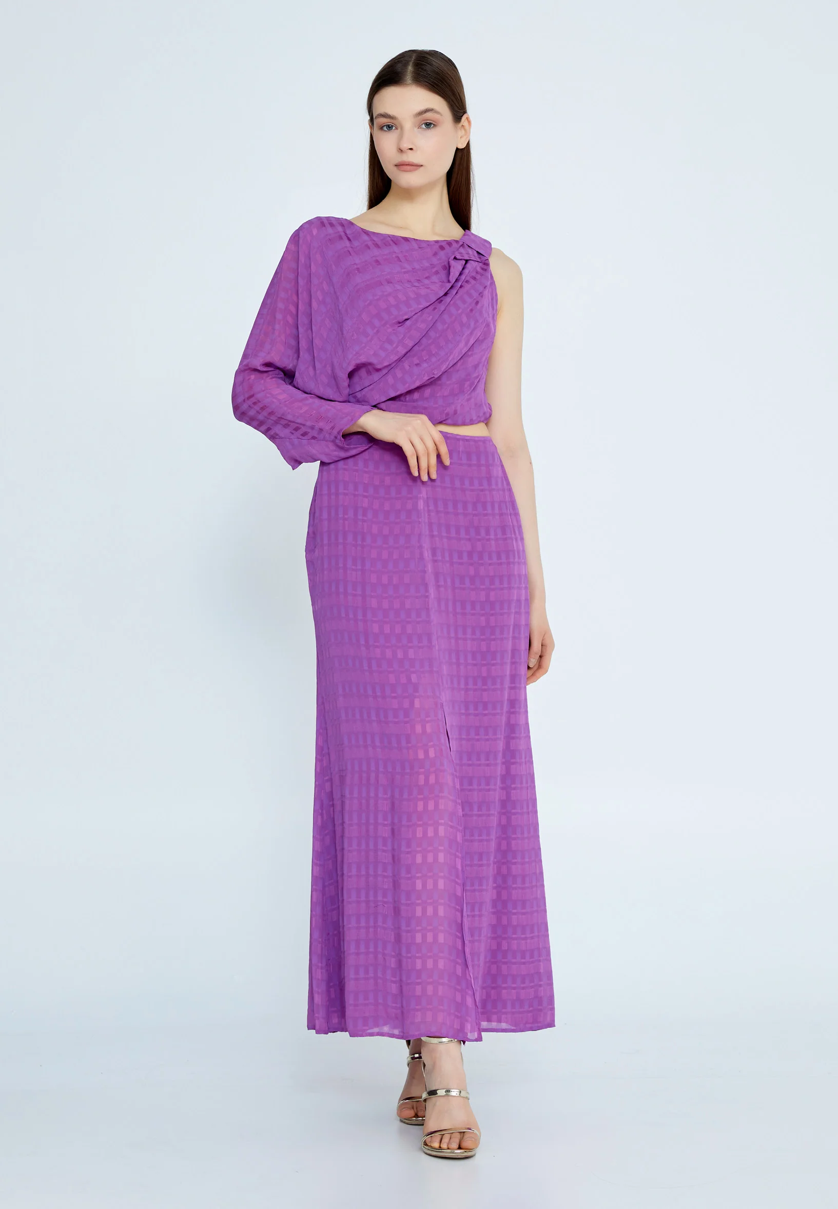 Mid-Length Maxi Chiffon Column Regular Casual Dress kmy24y40443