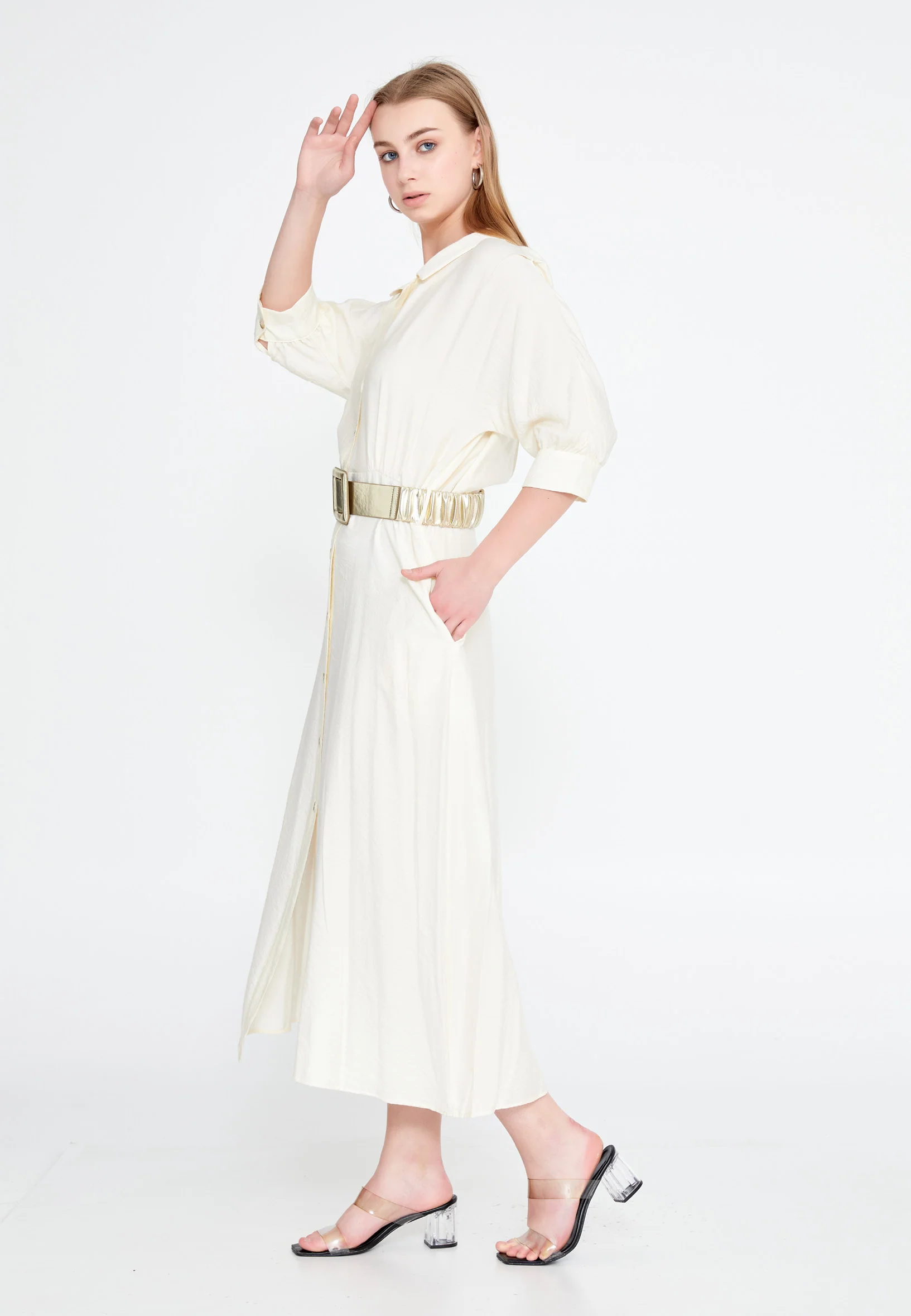 Mid-Length Maxi Crepe A - Line Regular Casual Dress ber20y5108 - Image 3