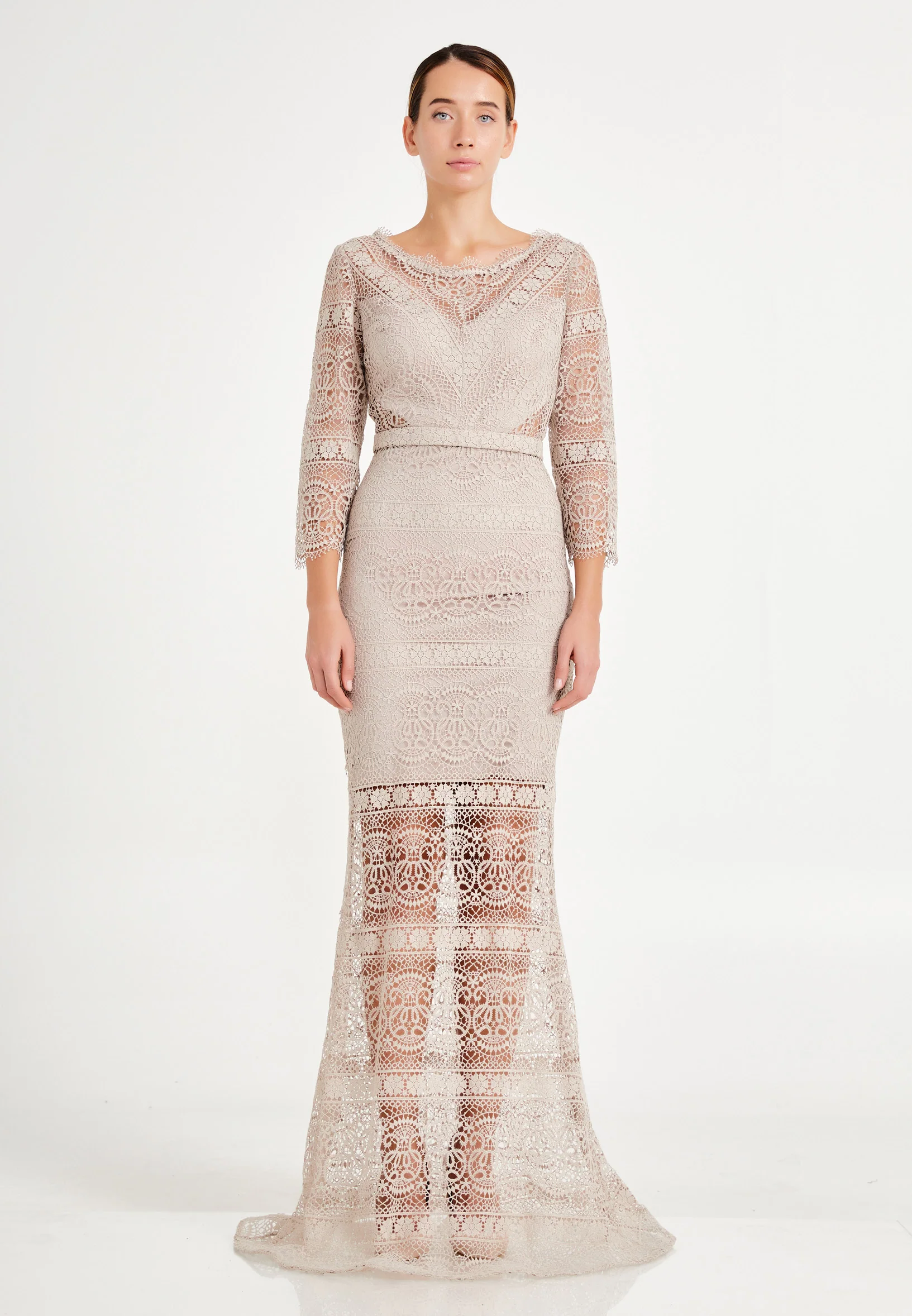 Mid-Length Maxi Lace Mermaid Regular Wedding Guest Dress frc6263