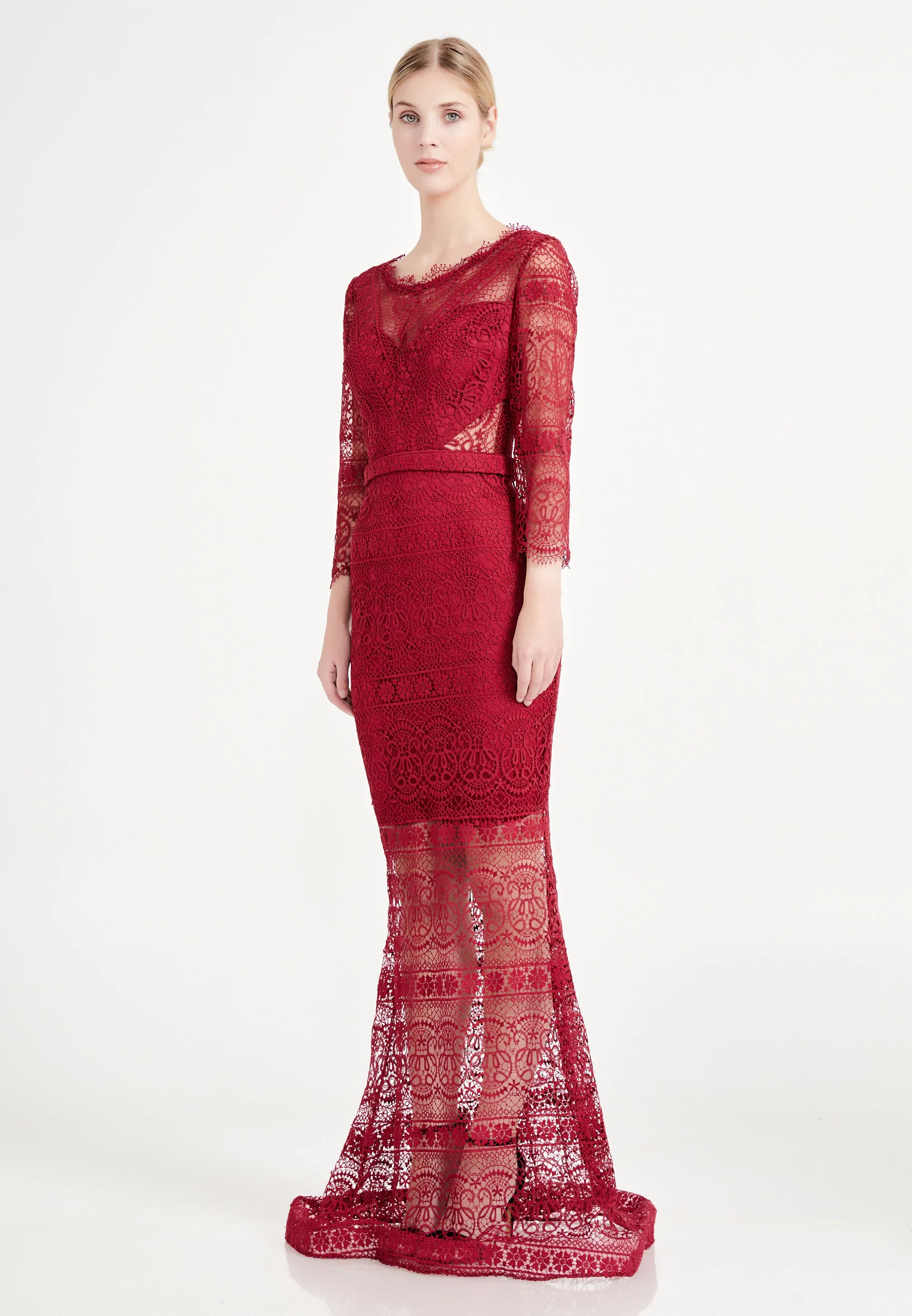 Mid-Length Maxi Lace Mermaid Regular Wedding Guest Dress frc6263 - Image 11