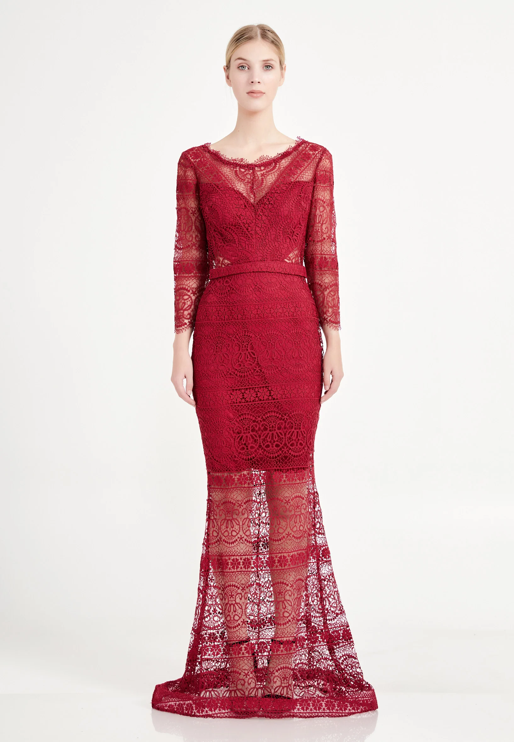Mid-Length Maxi Lace Mermaid Regular Wedding Guest Dress frc6263 - Image 9