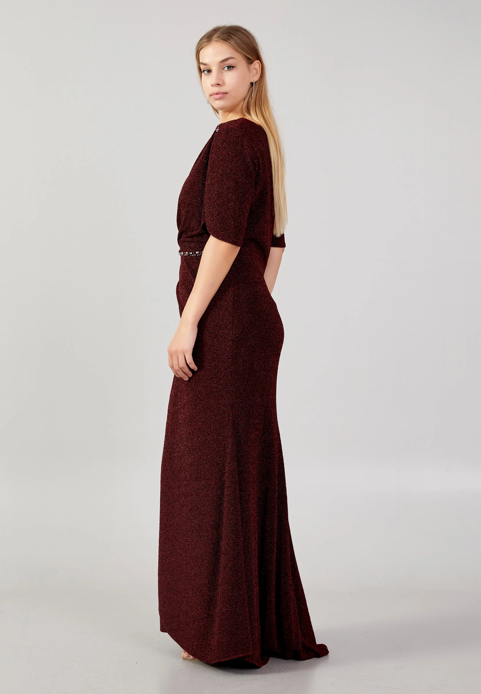 Mid-Length Maxi Lycra Column Plus Size Wedding Guest Dress swr2187-b - Image 11