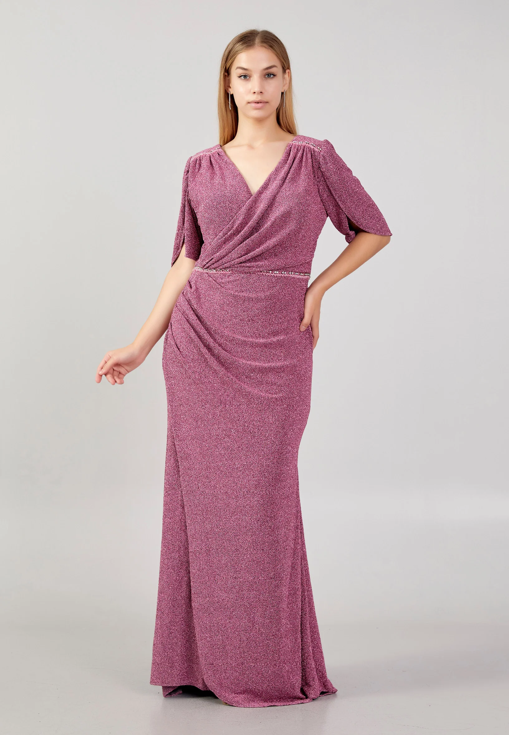 Mid-Length Maxi Lycra Column Plus Size Wedding Guest Dress swr2187-b - Image 17