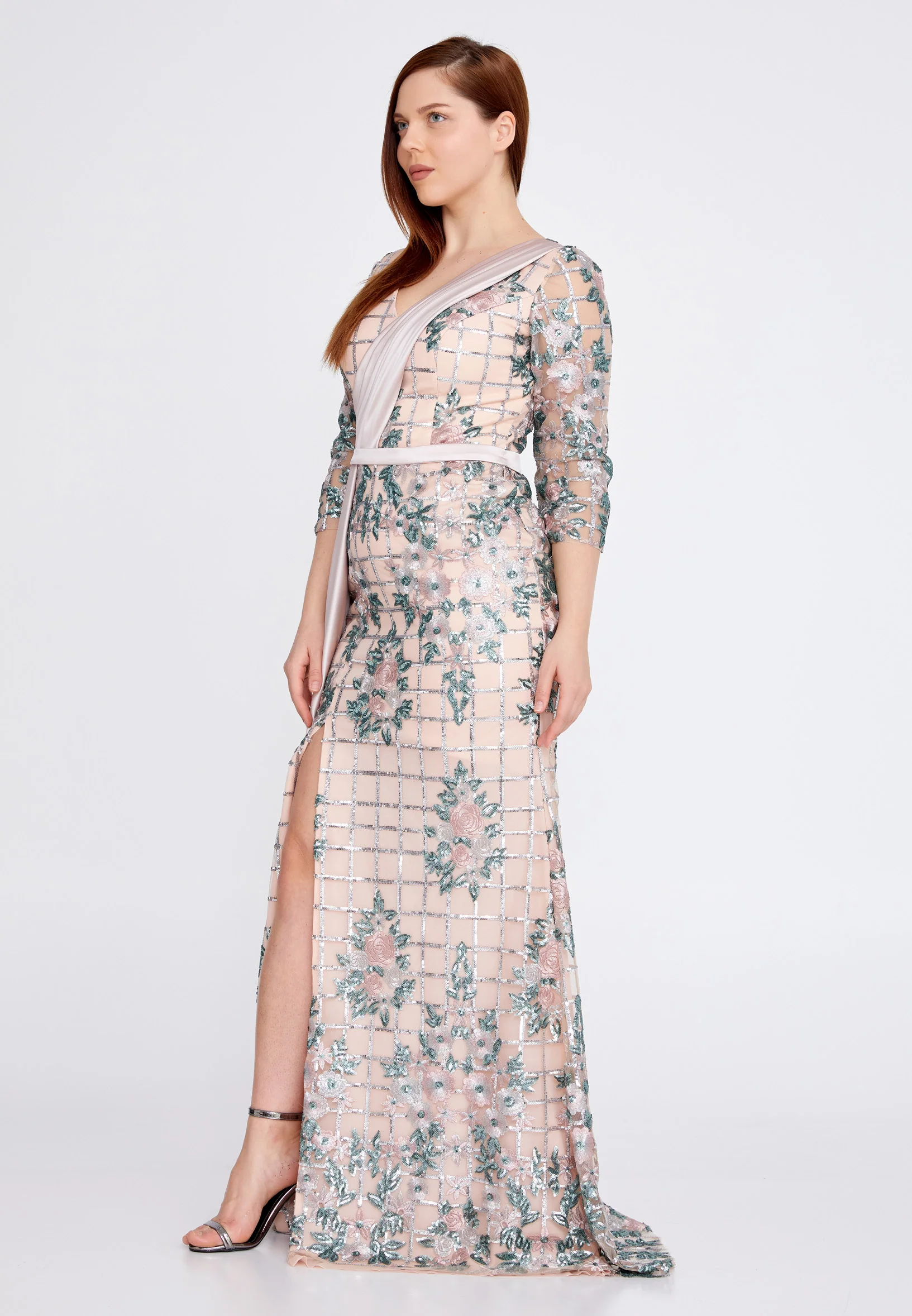Mid-Length Maxi Satin Column Plus Size Wedding Guest Dress rmn3191-simli - Image 15