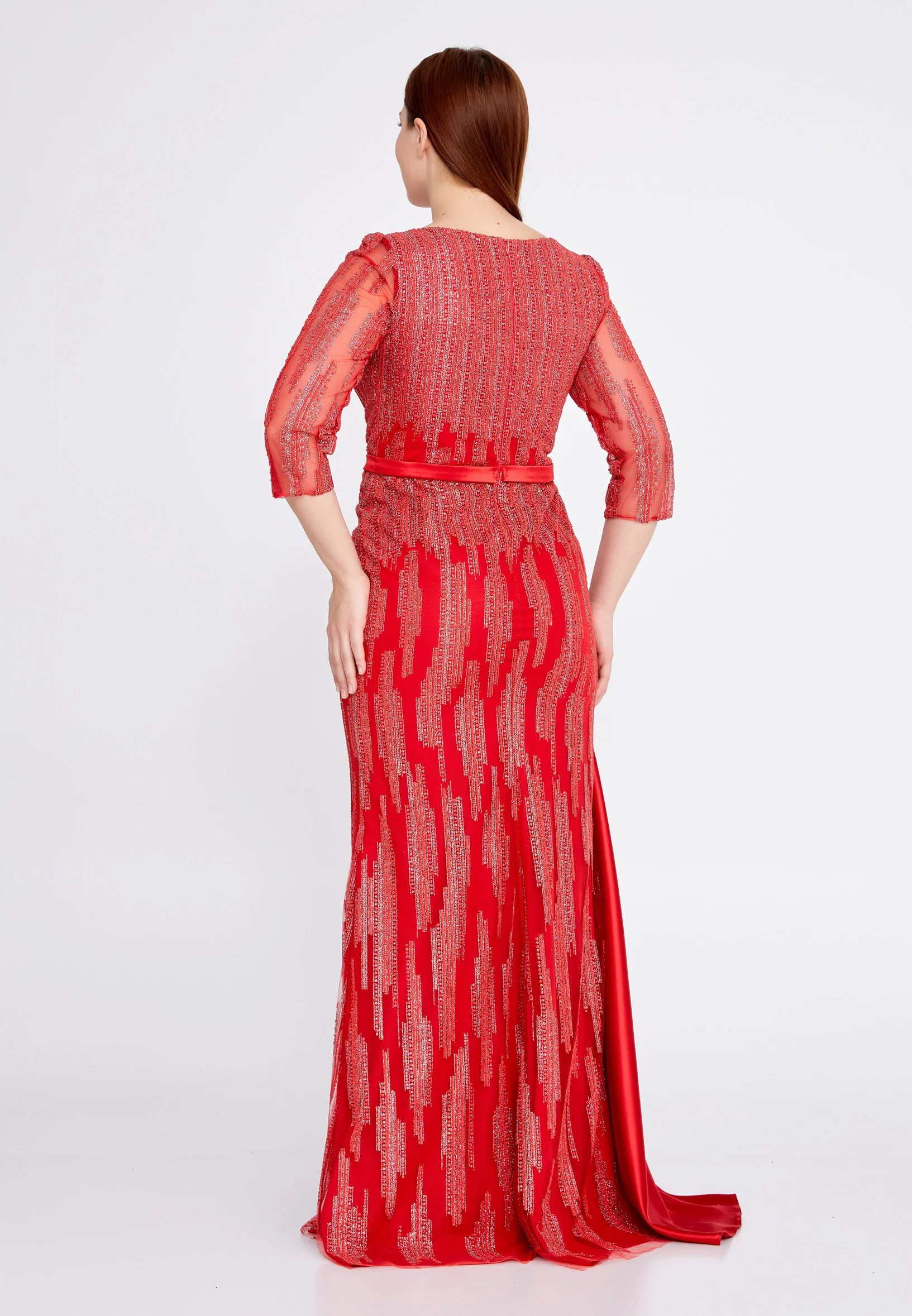 Mid-Length Maxi Satin Column Plus Size Wedding Guest Dress rmn3191-simli - Image 22
