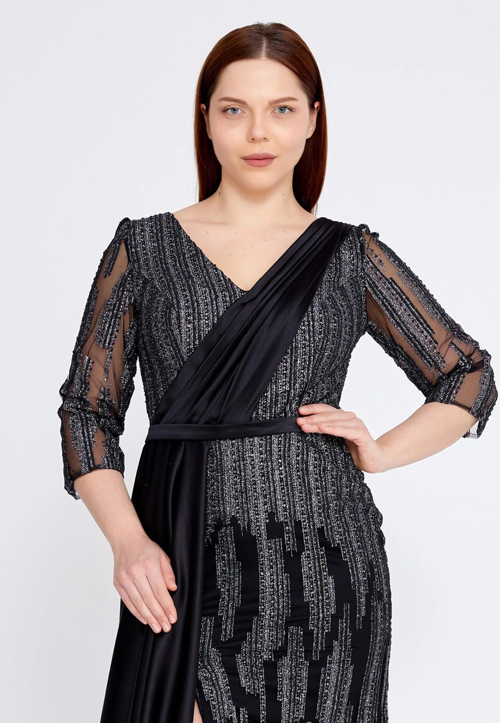 Mid-Length Maxi Satin Column Plus Size Wedding Guest Dress rmn3191-simli - Image 4