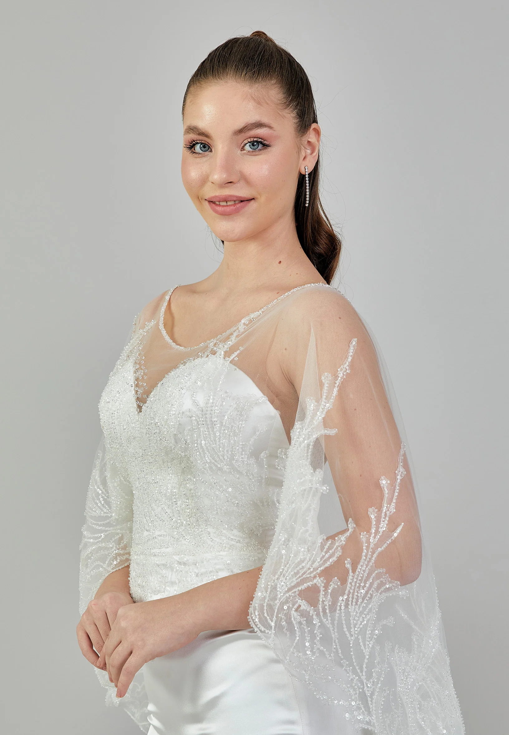 Mid-Length Maxi Satin Regular Wedding Dress blv350036 - Image 2