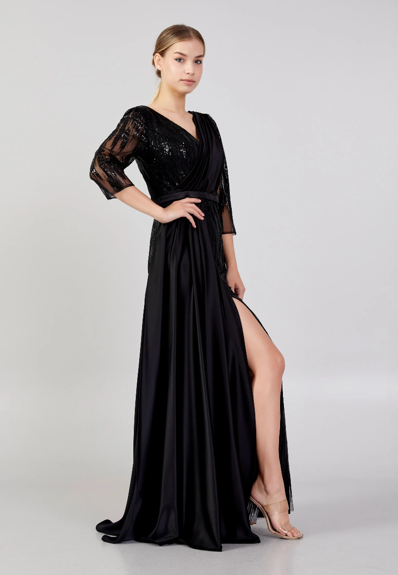 Mid-Length Maxi Sequin Column Plus Size Wedding Guest Dress rmn3191-1-pullu - Image 3