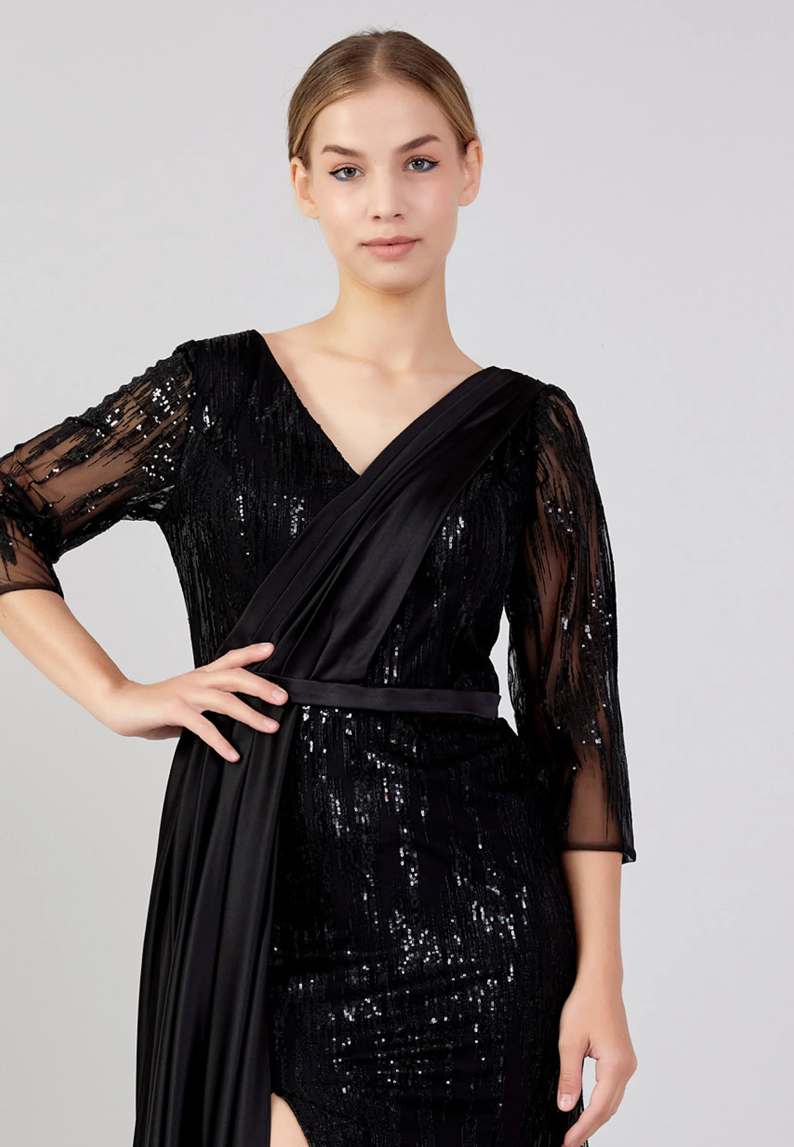 Mid-Length Maxi Sequin Column Plus Size Wedding Guest Dress rmn3191-1-pullu - Image 4