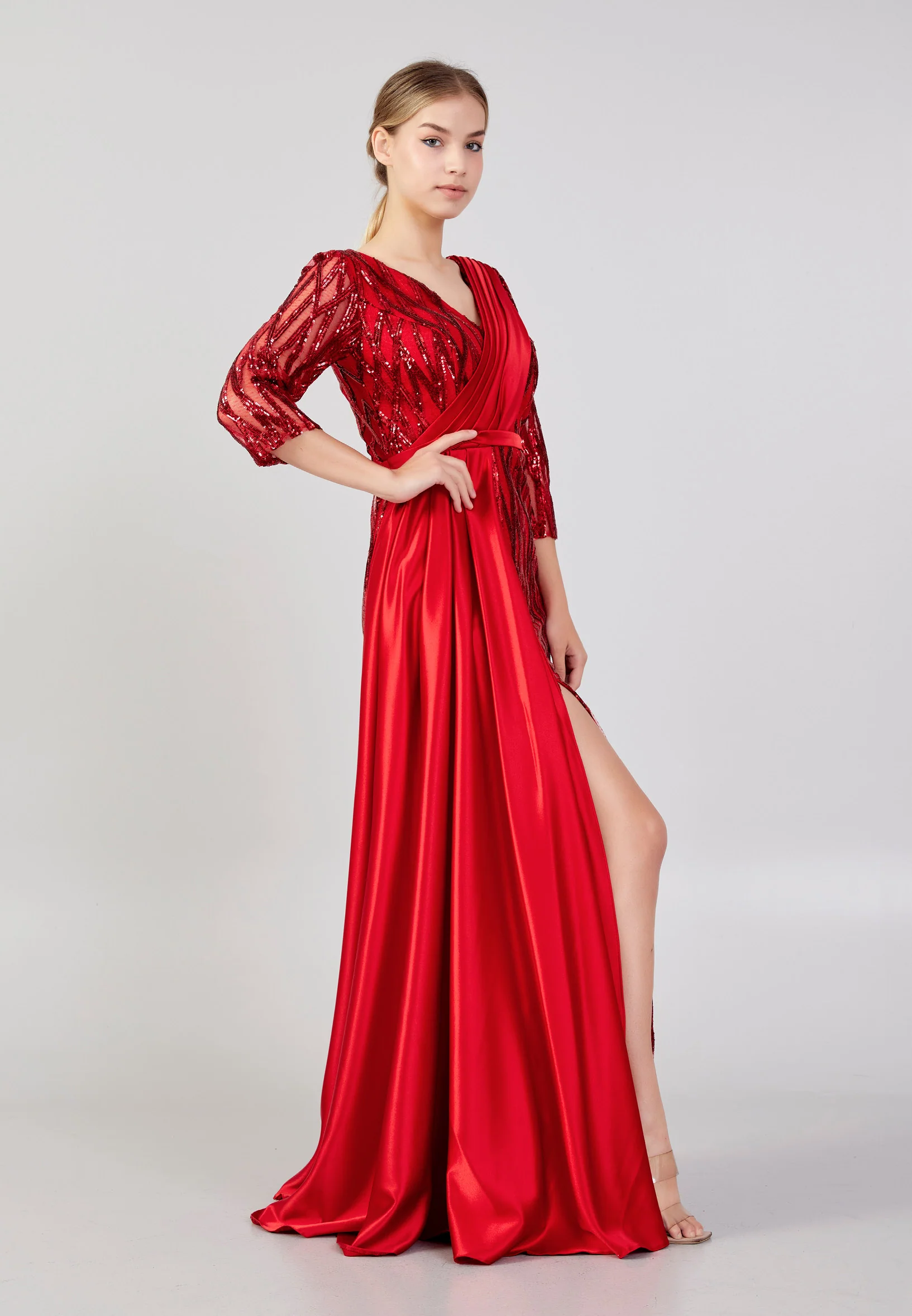 Mid-Length Maxi Sequin Column Plus Size Wedding Guest Dress rmn3191-1-pullu - Image 7