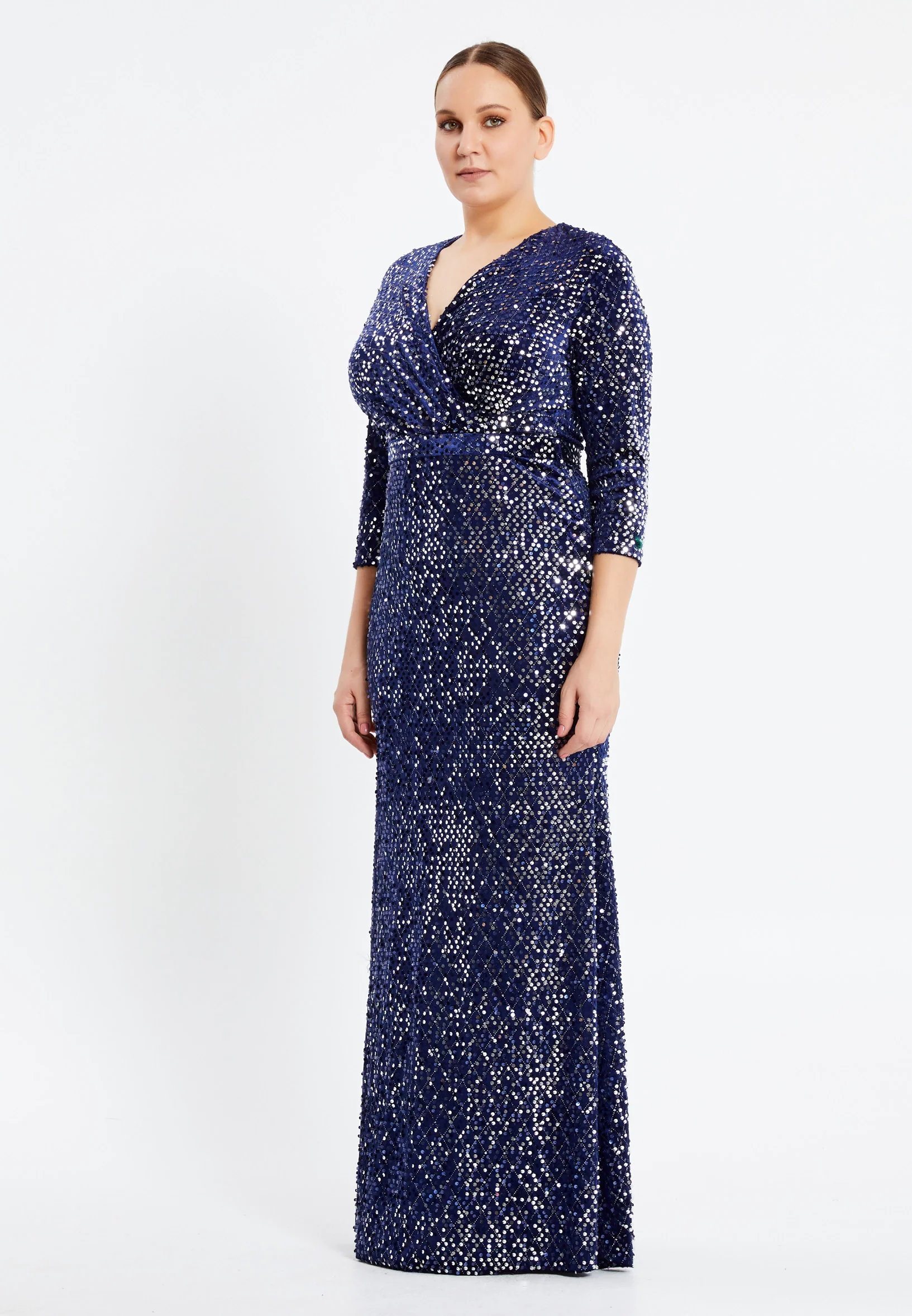Mid-Length Maxi Sequin Mermaid Plus Size Prom Dress pnl6923-b - Image 11