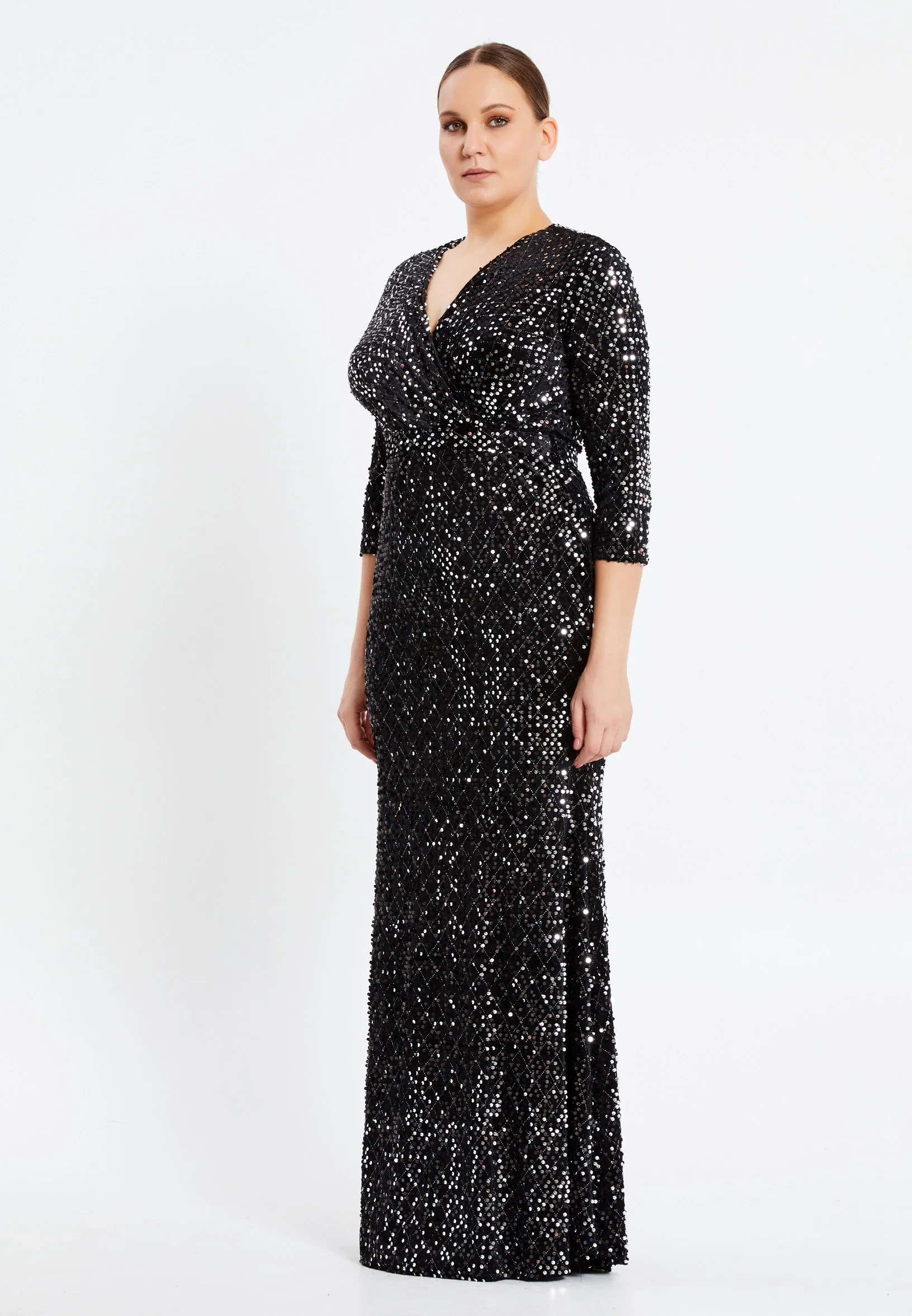 Mid-Length Maxi Sequin Mermaid Plus Size Prom Dress pnl6923-b - Image 3