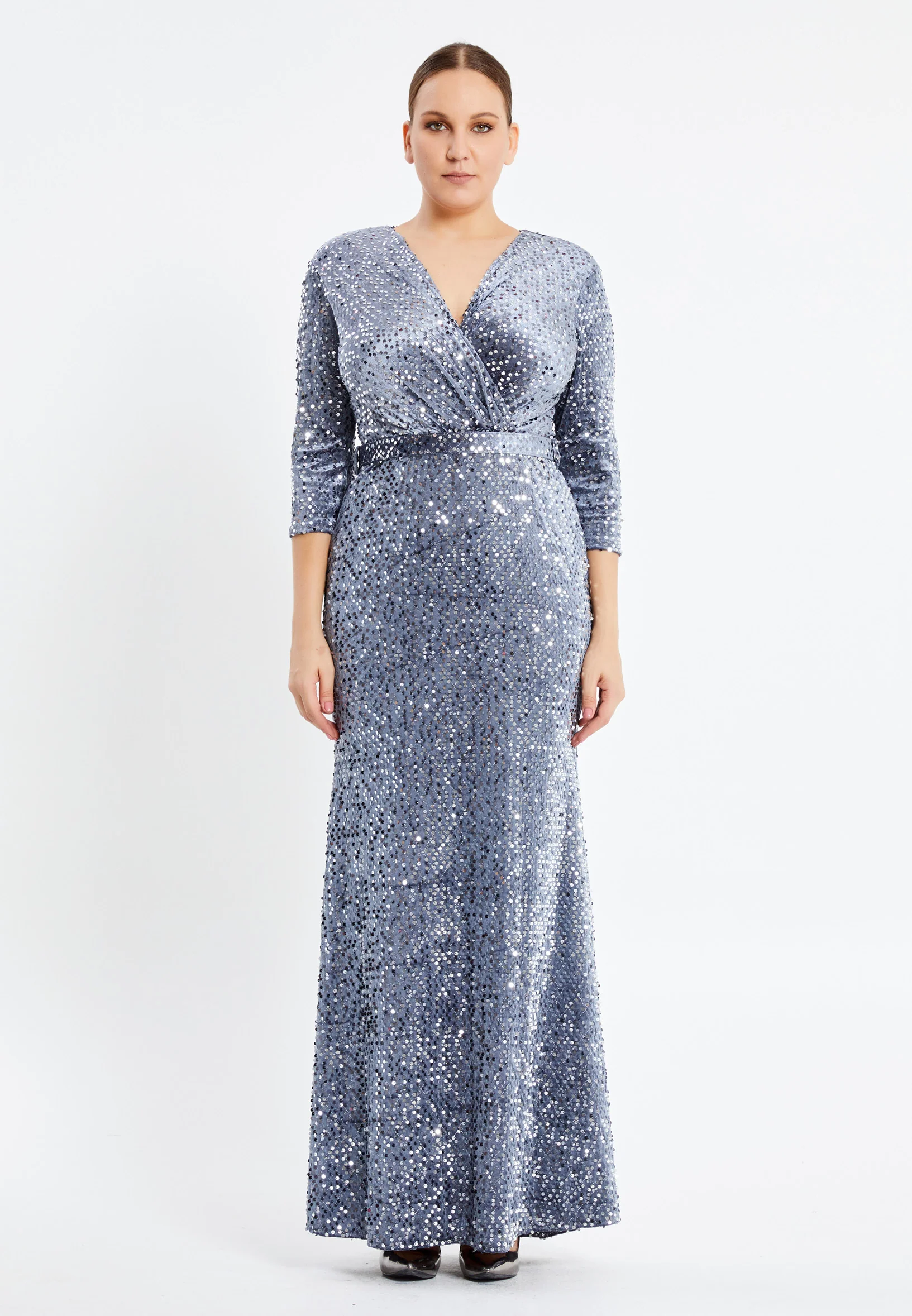 Mid-Length Maxi Sequin Mermaid Plus Size Prom Dress pnl6923-b - Image 5