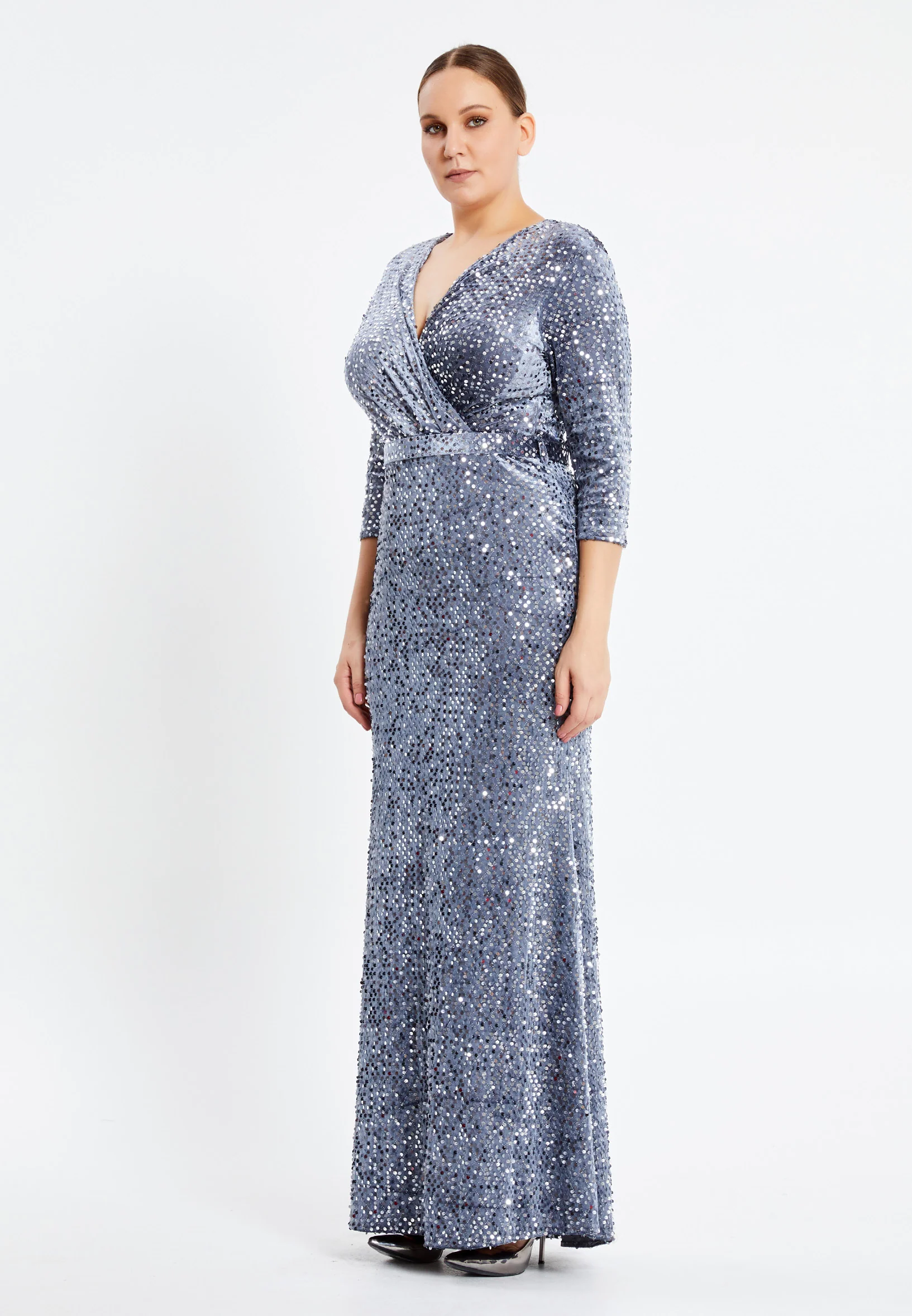 Mid-Length Maxi Sequin Mermaid Plus Size Prom Dress pnl6923-b - Image 7