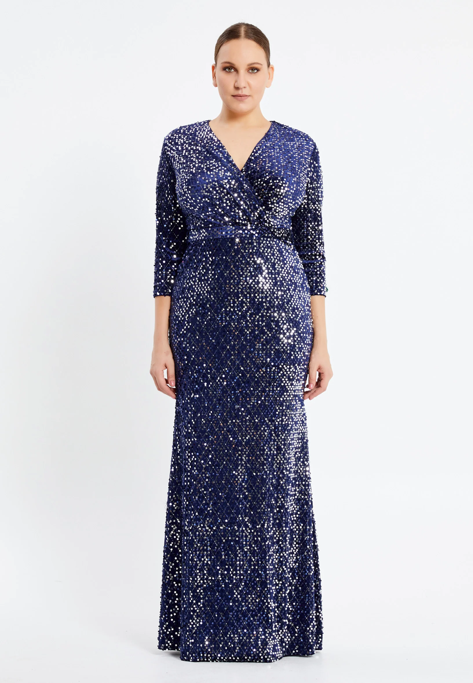 Mid-Length Maxi Sequin Mermaid Plus Size Prom Dress pnl6923-b - Image 9