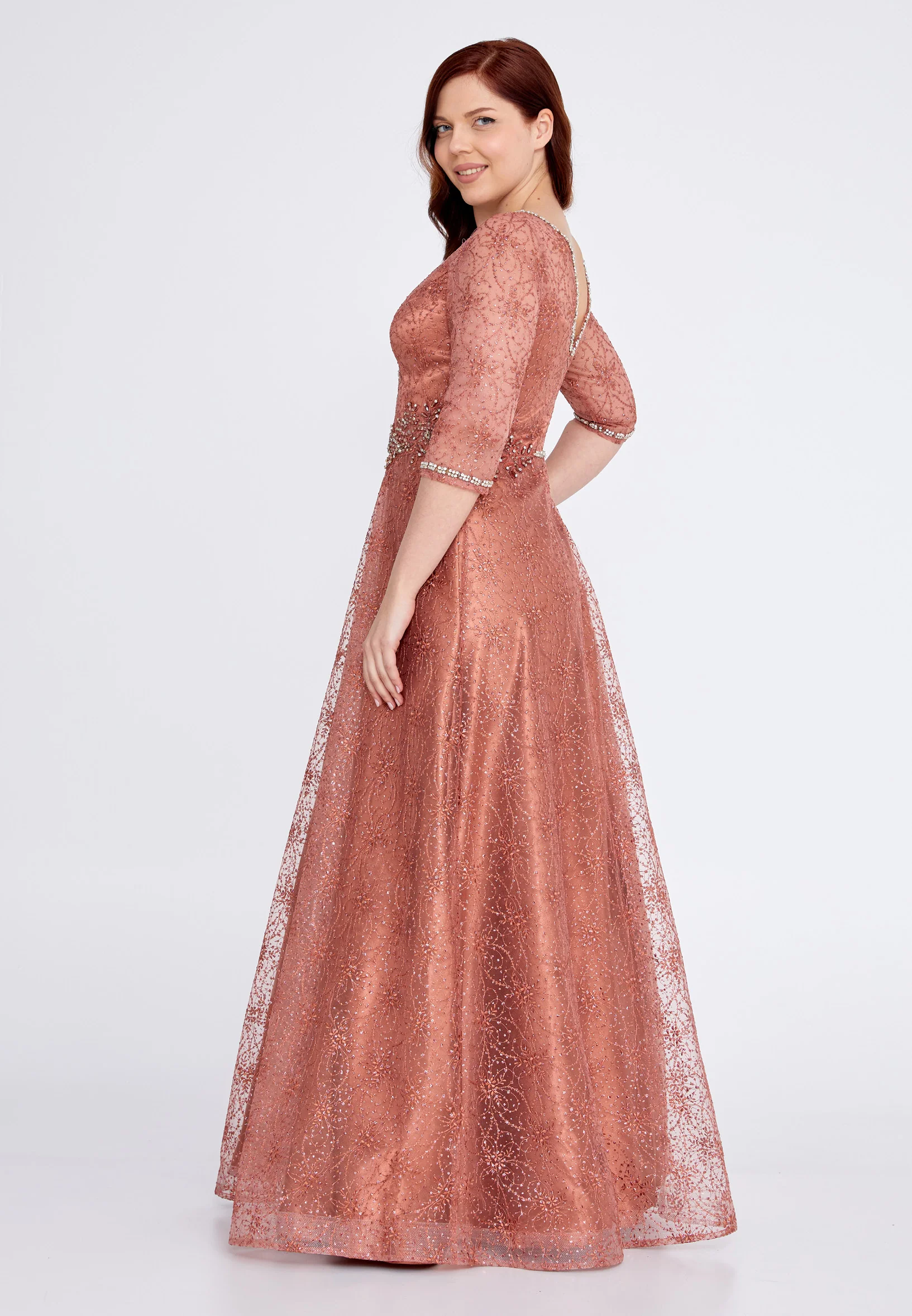 Mid-Length Maxi Tulle A - Line Plus Size Prom Dress bql2457 - Image 11