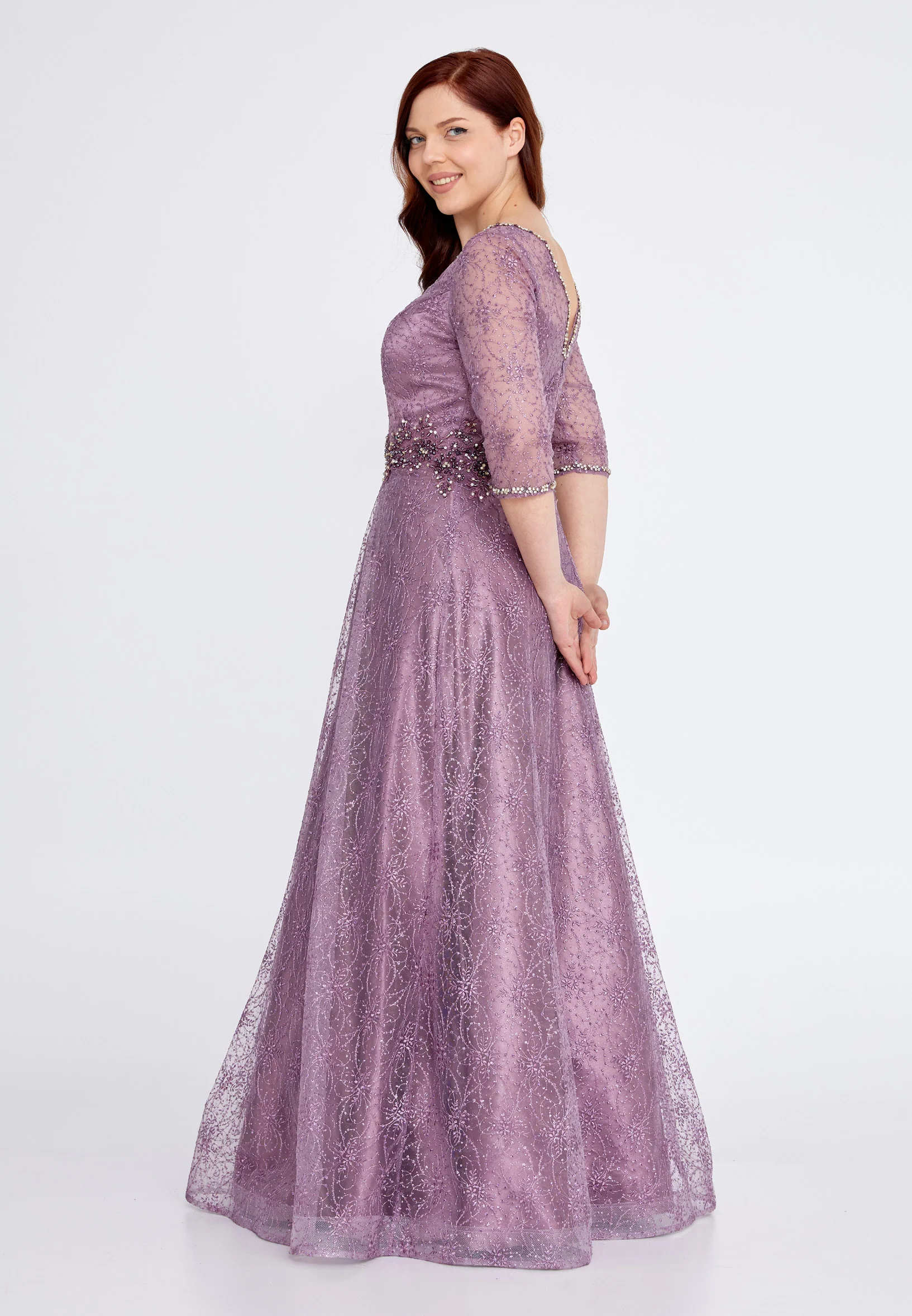Mid-Length Maxi Tulle A - Line Plus Size Prom Dress bql2457 - Image 3