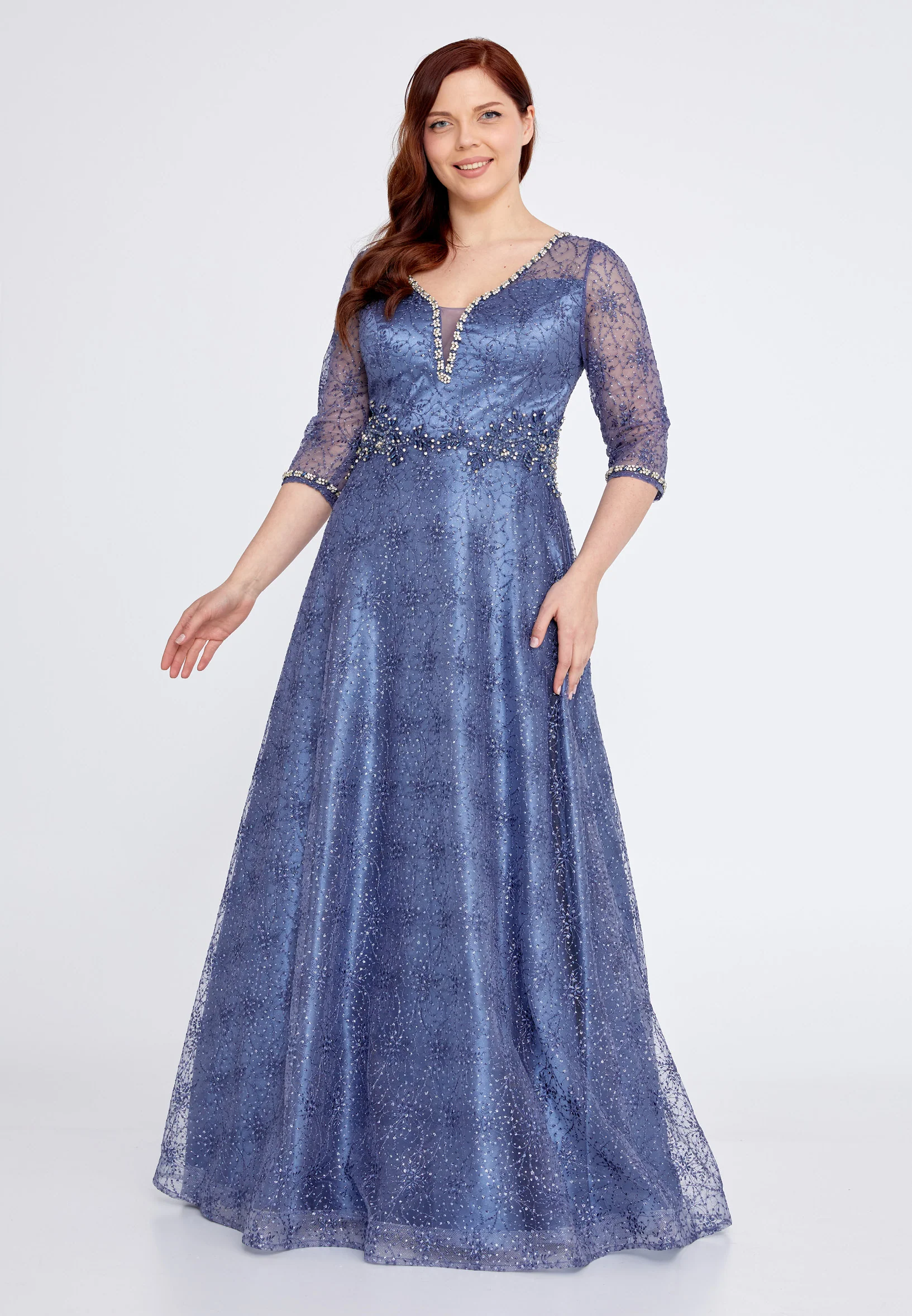 Mid-Length Maxi Tulle A - Line Plus Size Prom Dress bql2457 - Image 5