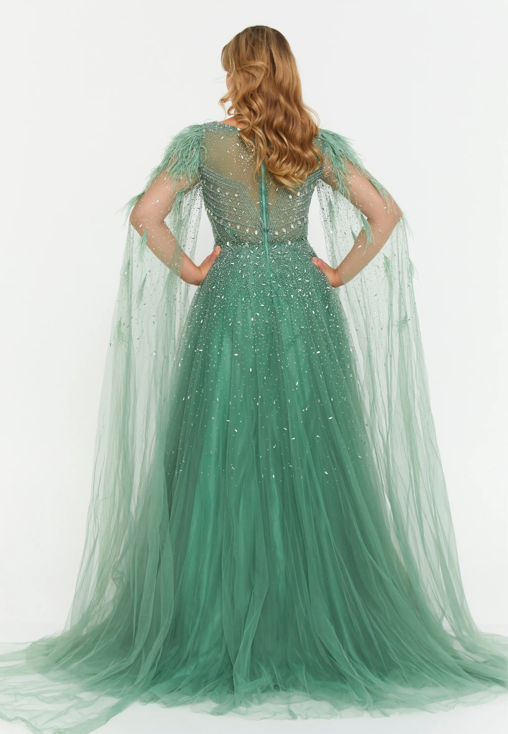 Mid-Length Maxi Tulle A - Line Regular Prom Dress mtc04-35 - Image 10