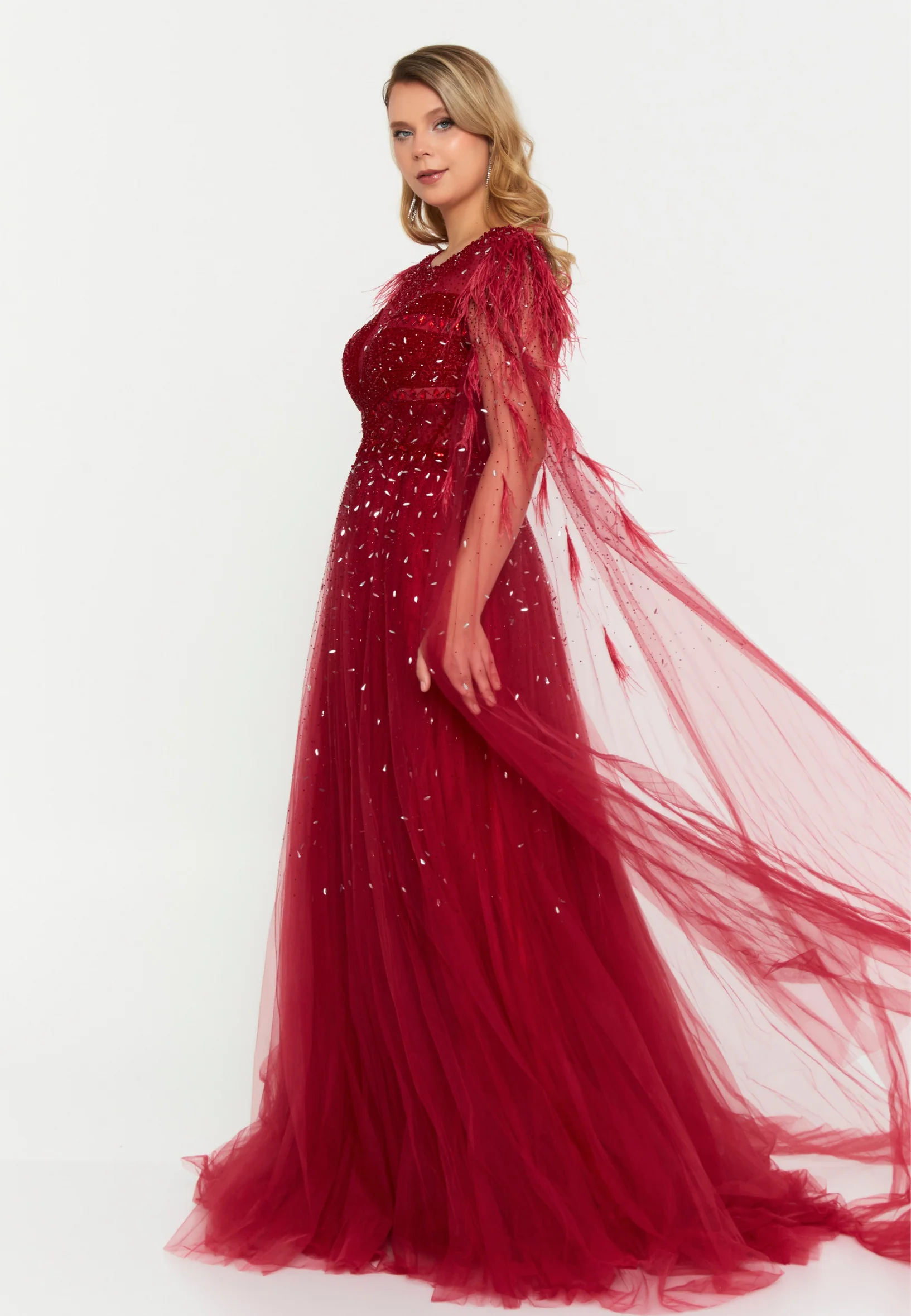 Mid-Length Maxi Tulle A - Line Regular Prom Dress mtc04-35 - Image 7
