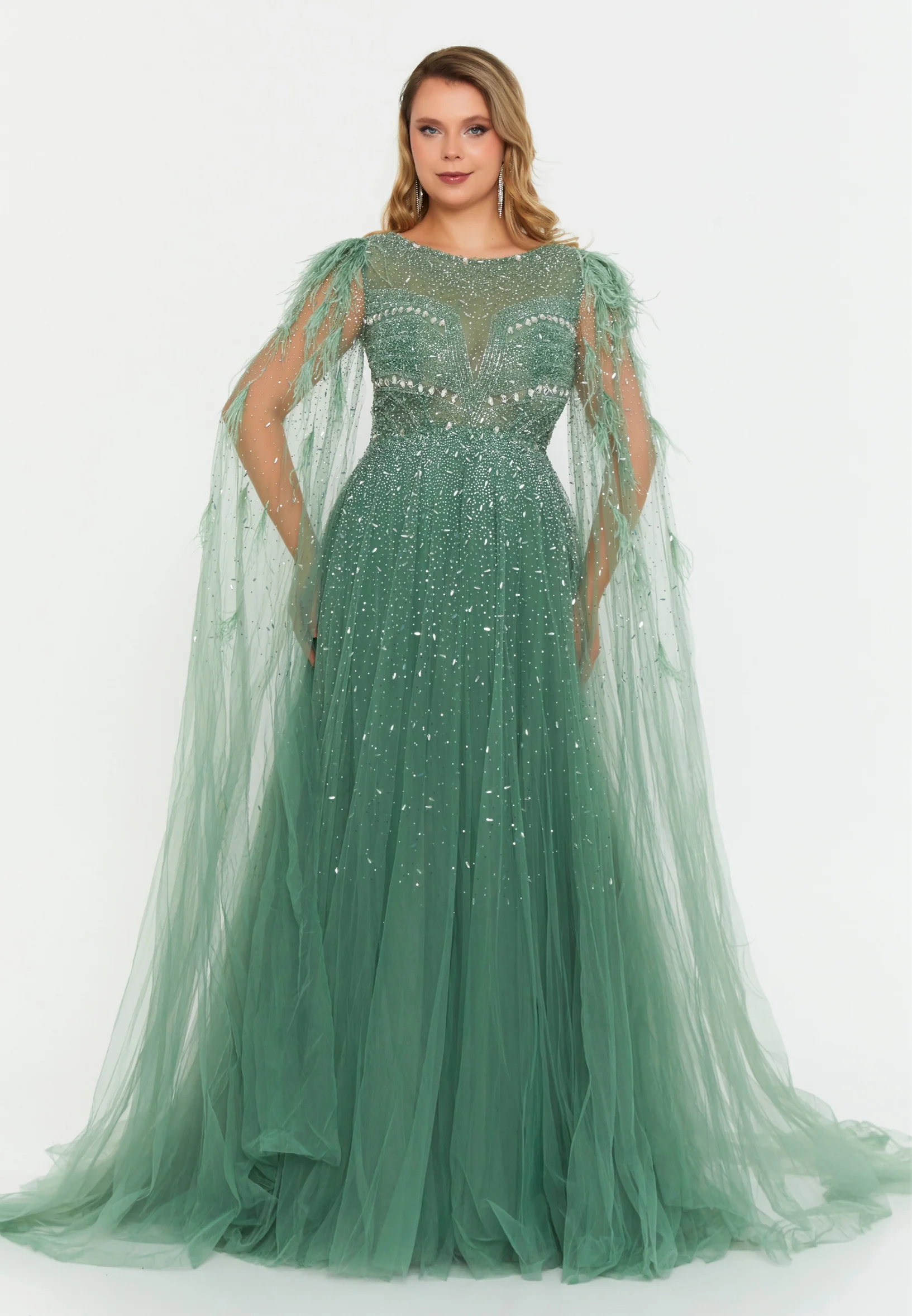 Mid-Length Maxi Tulle A - Line Regular Prom Dress mtc04-35 - Image 9