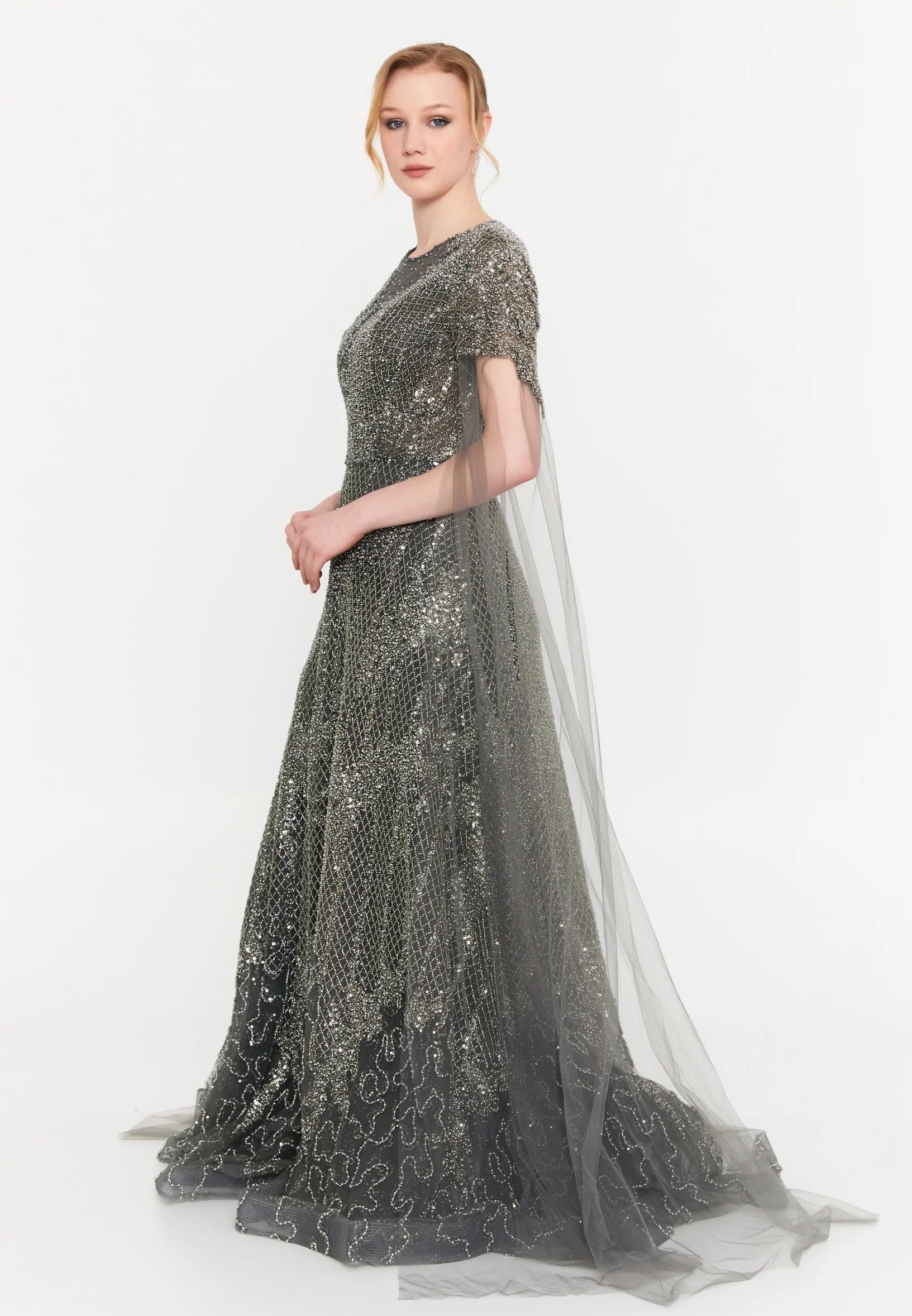 Mid-Length Maxi Tulle A - Line Regular Prom Dress mtc1144 - Image 3
