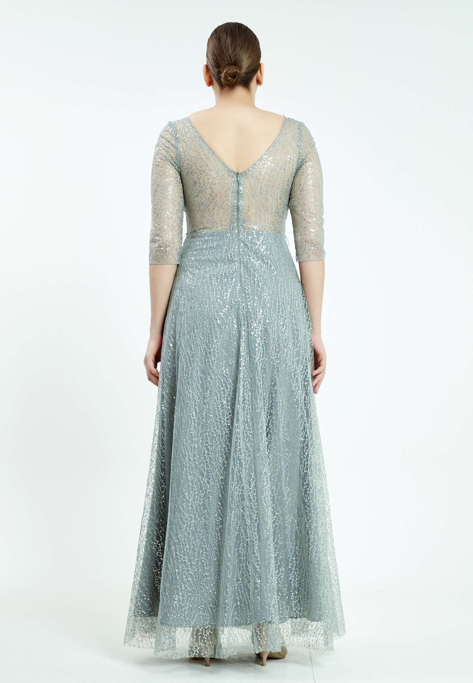 Mid-Length Maxi Tulle Column Plus Size Prom Dress srn8297-b - Image 2