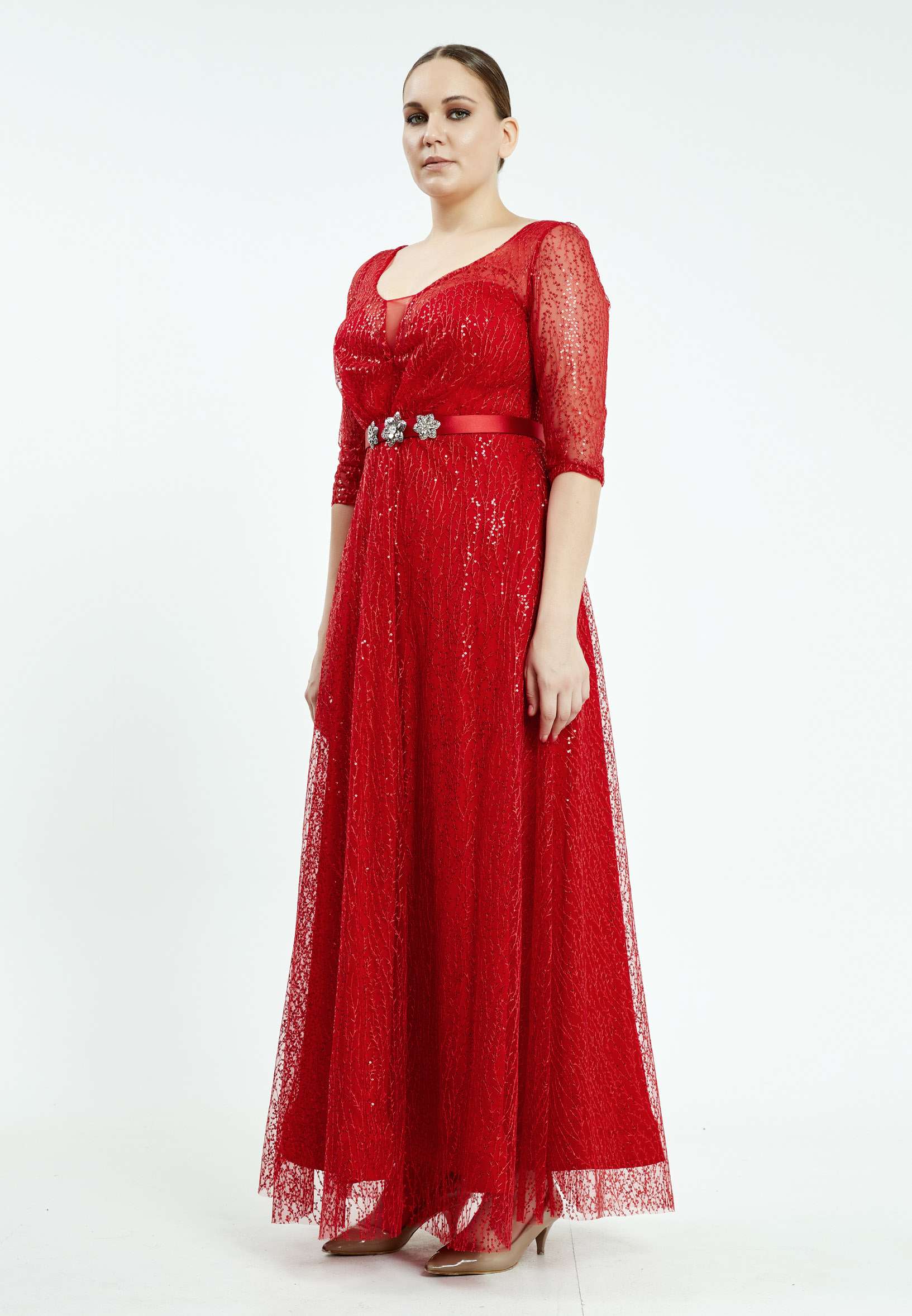 Mid-Length Maxi Tulle Column Plus Size Prom Dress srn8297-b - Image 7