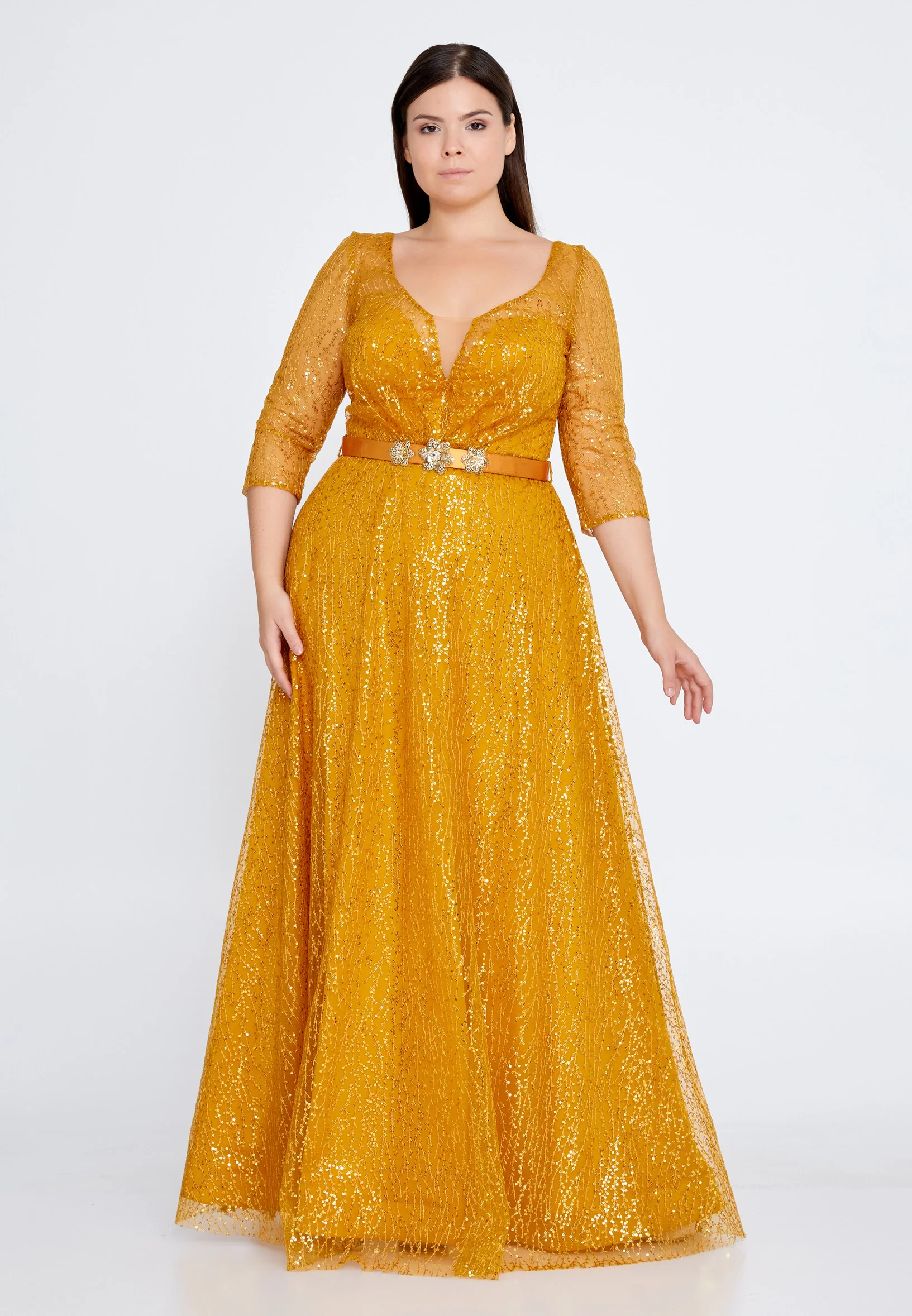 Mid-Length Maxi Tulle Column Plus Size Prom Dress srn8297-b - Image 9