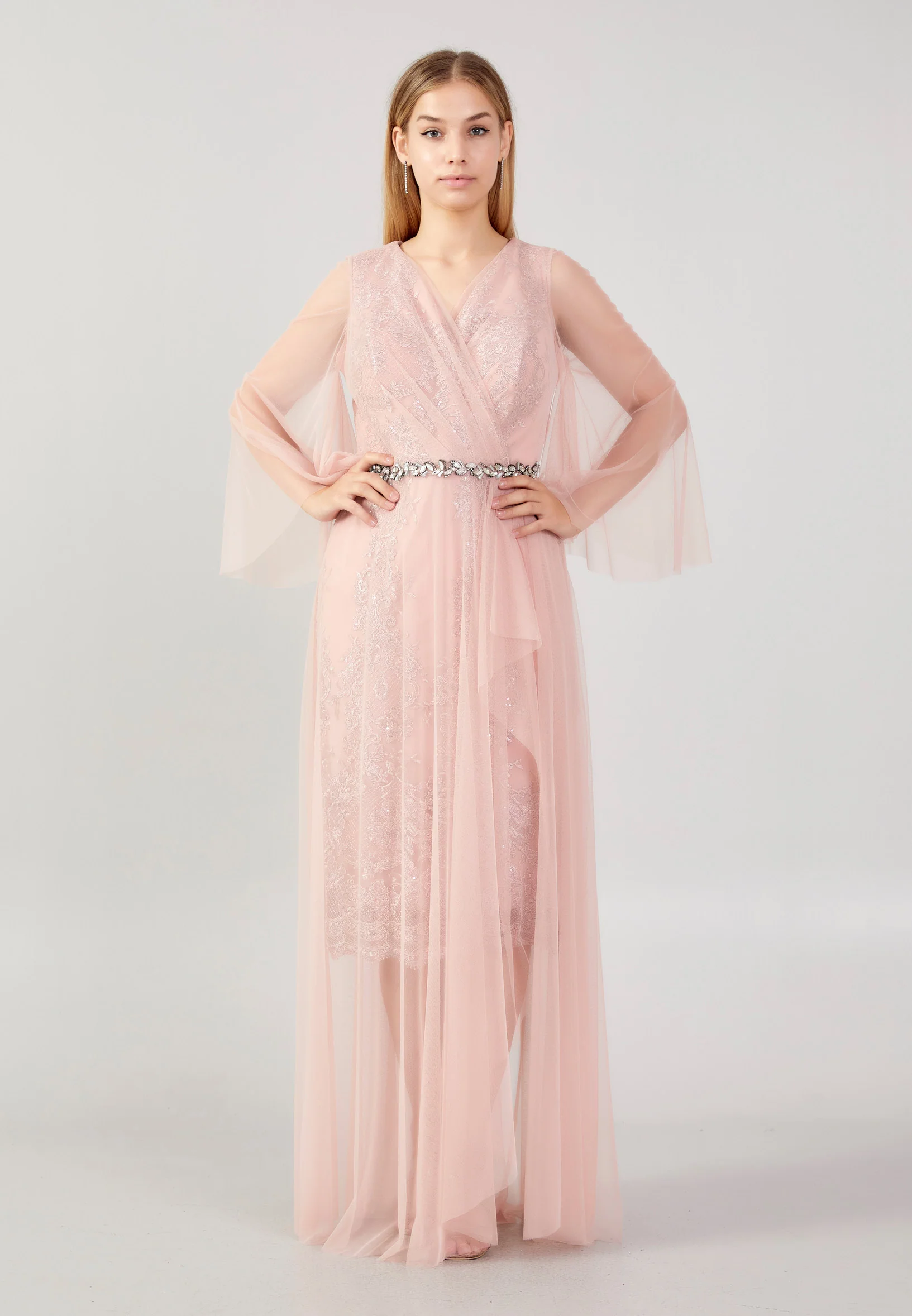 Mid-Length Maxi Tulle Column Plus Size Wedding Guest Dress swr2498 - Image 17