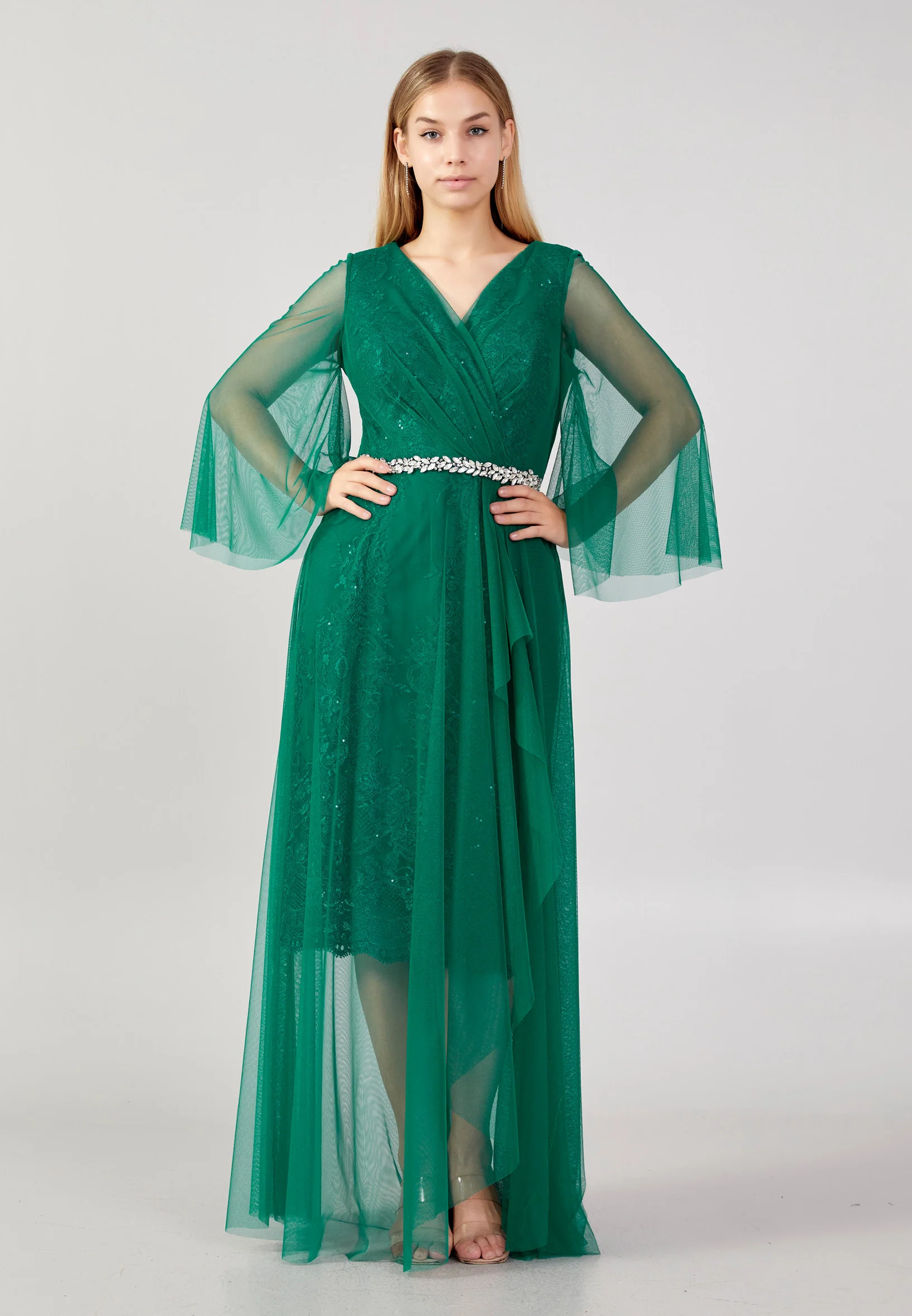Mid-Length Maxi Tulle Column Plus Size Wedding Guest Dress swr2498 - Image 5