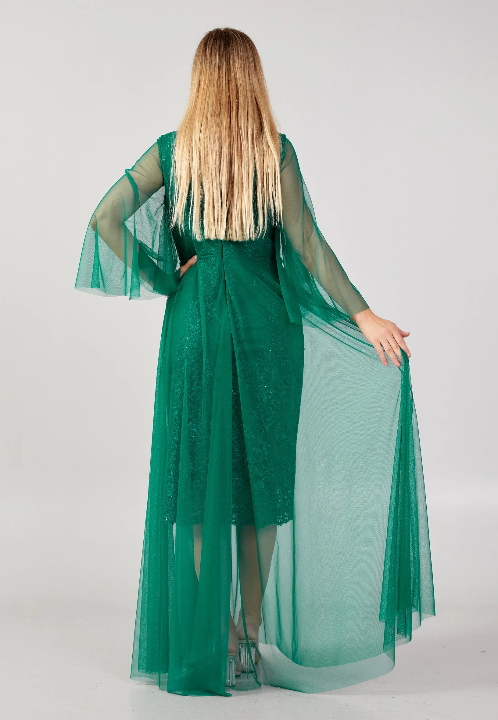 Mid-Length Maxi Tulle Column Plus Size Wedding Guest Dress swr2498 - Image 6