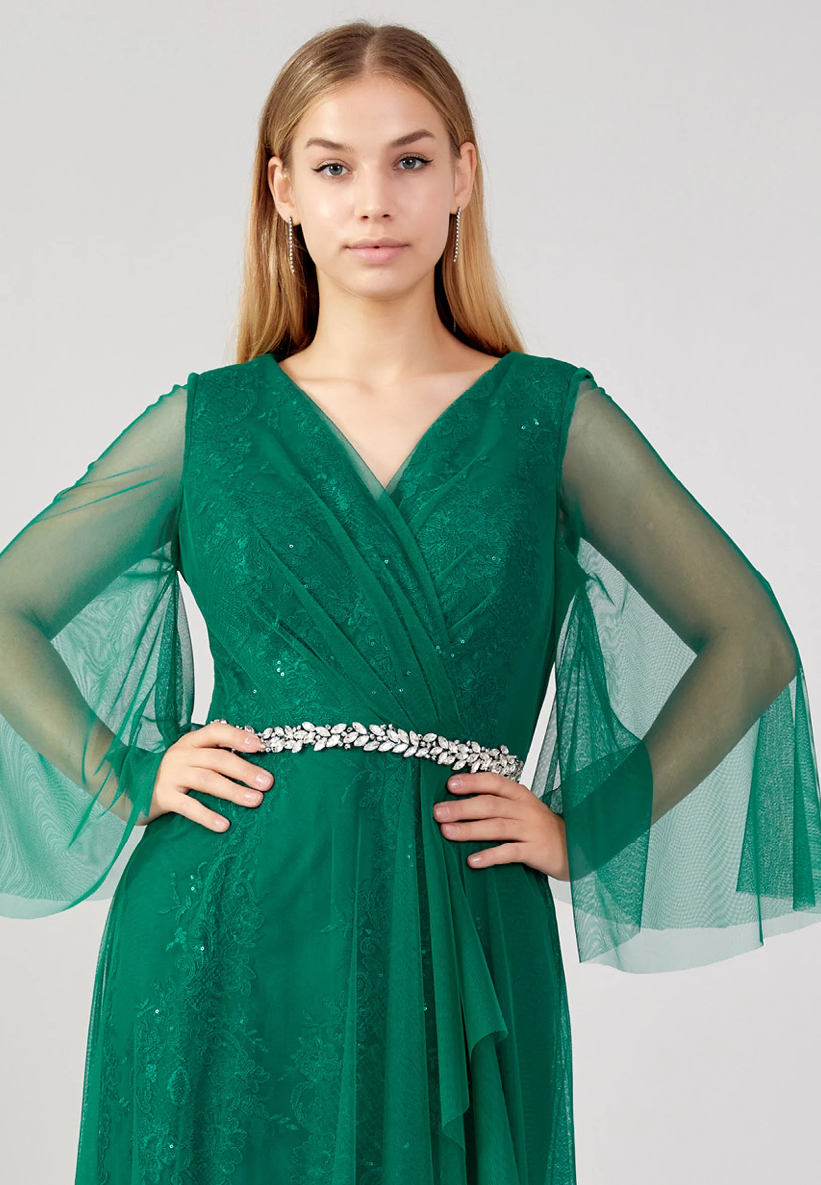 Mid-Length Maxi Tulle Column Plus Size Wedding Guest Dress swr2498 - Image 8