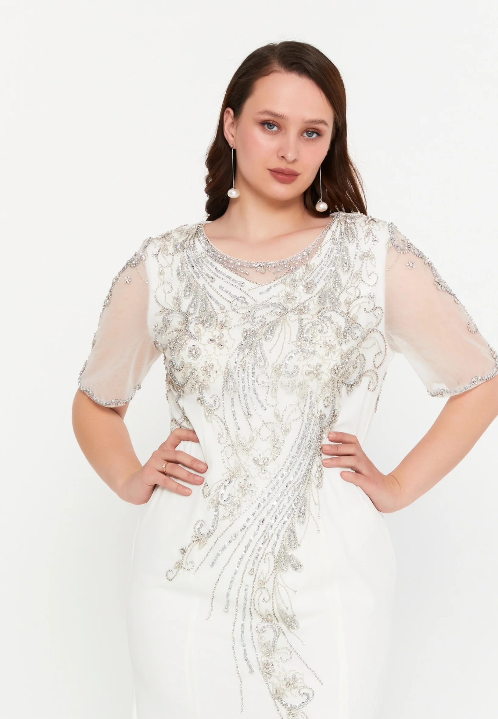 Mid-Length Maxi Tulle Mermaid Plus Size Wedding Guest Dress mtcmt003 - Image 4