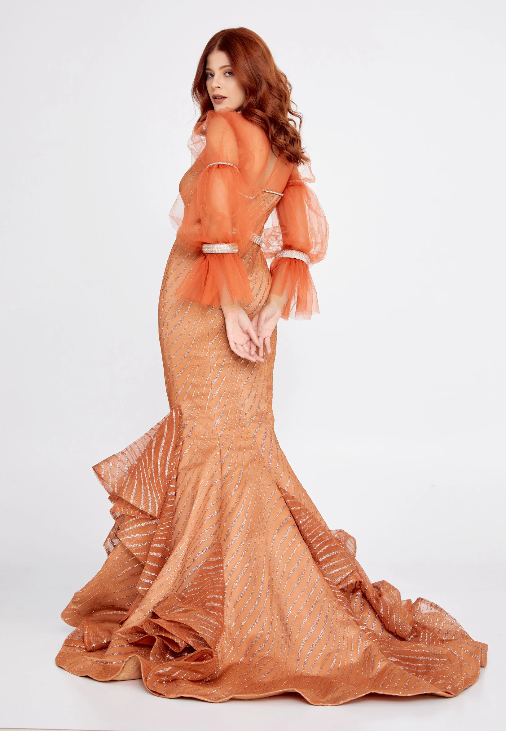 Mid-Length Maxi Tulle Mermaid Regular Prom Dress mtn2282 - Image 12