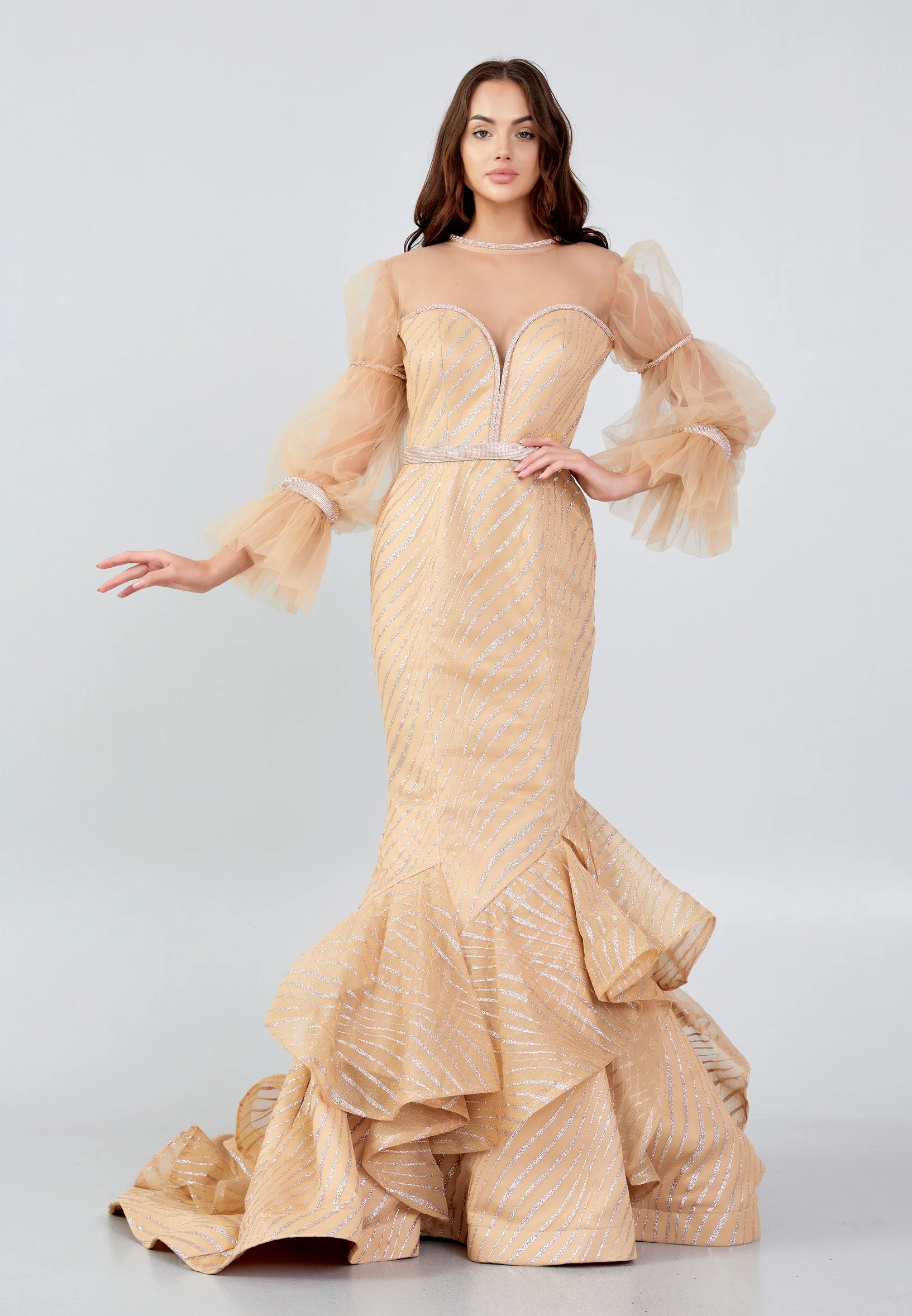 Mid-Length Maxi Tulle Mermaid Regular Prom Dress mtn2282 - Image 15