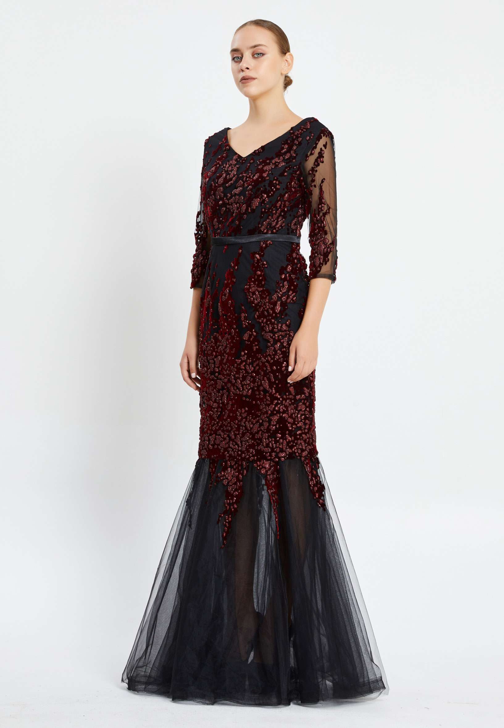 Mid-Length Maxi Tulle Mermaid Regular Prom Dress pnl6901 - Image 7