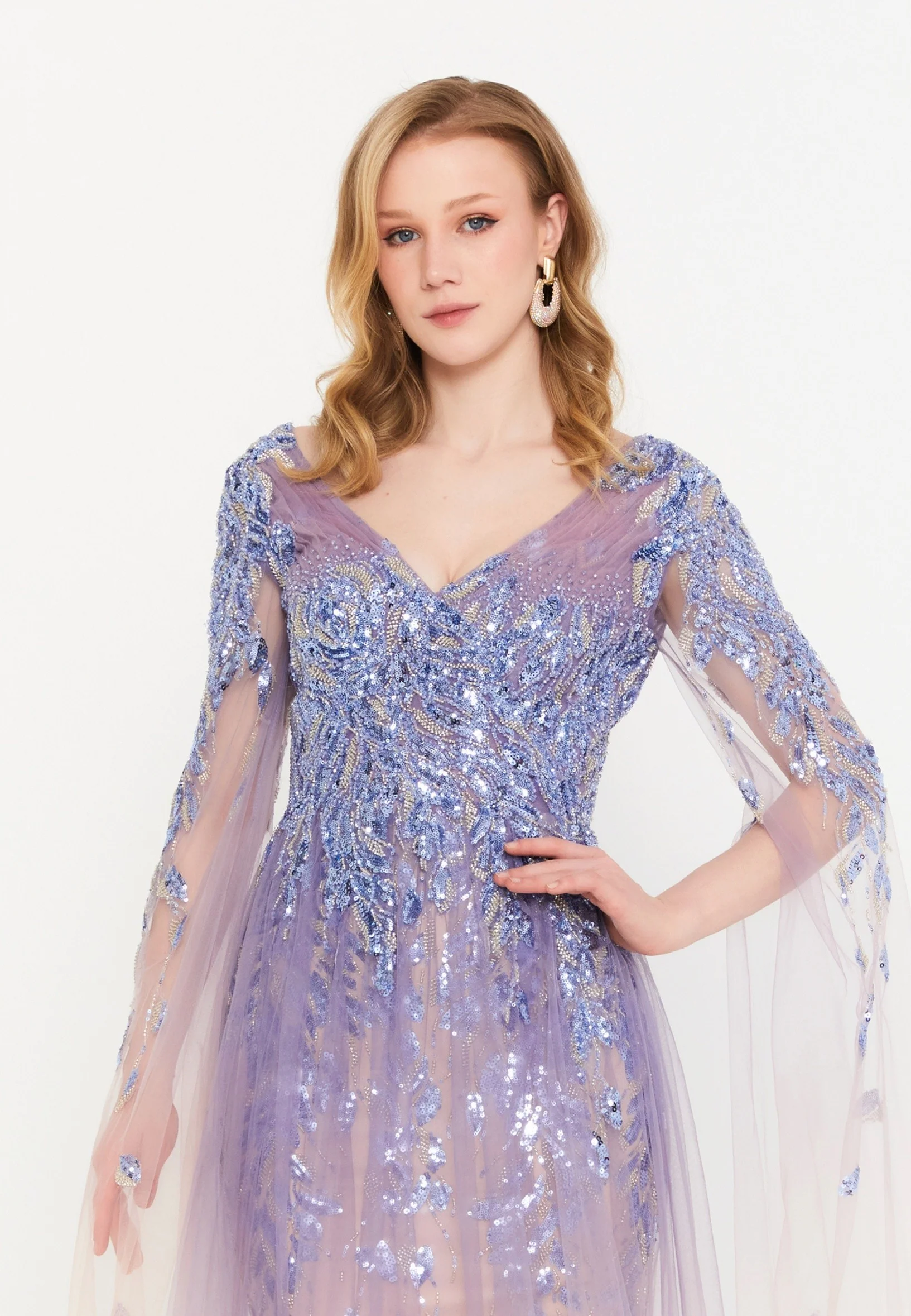 Mid-Length Maxi Tulle Mermaid Regular Wedding Guest Dress mtces23019k - Image 12