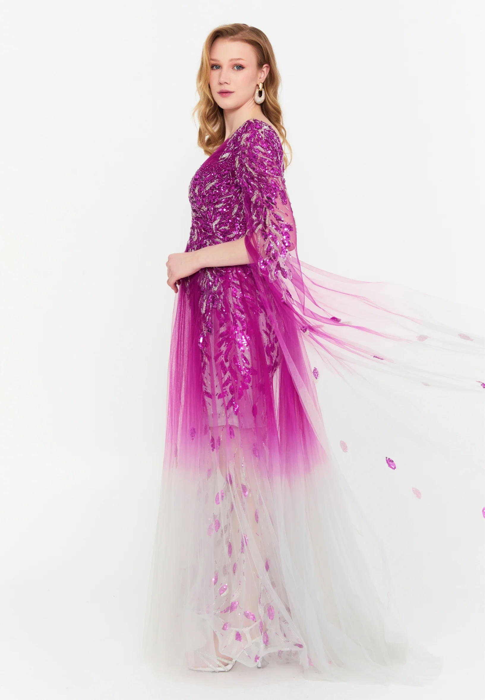 Mid-Length Maxi Tulle Mermaid Regular Wedding Guest Dress mtces23019k - Image 3