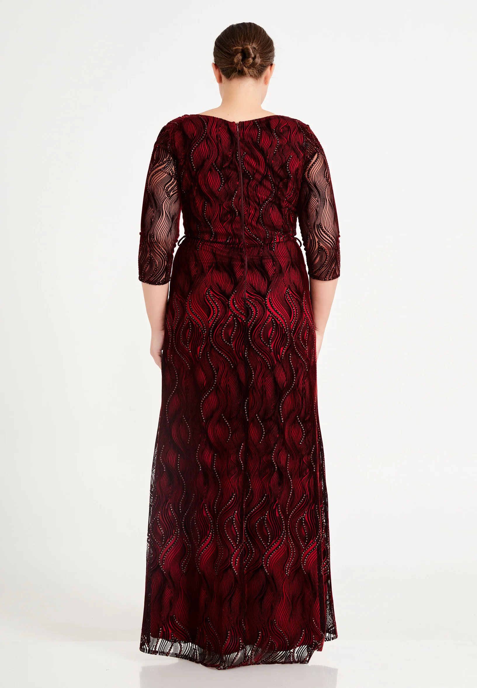 Mid-Length Maxi Velvet Column Plus Size Wedding Guest Dress stn4810-b - Image 6